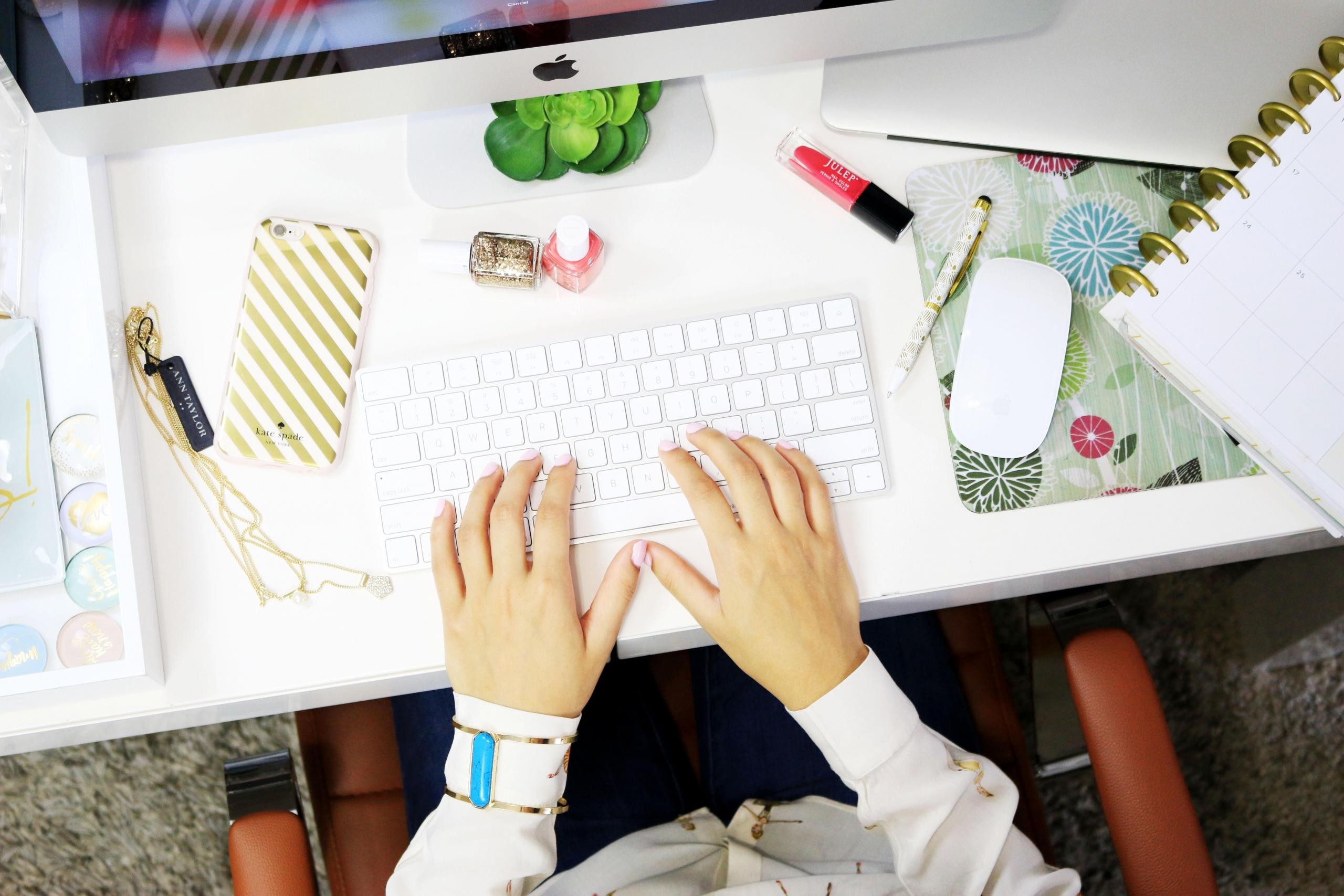 girl working on computer