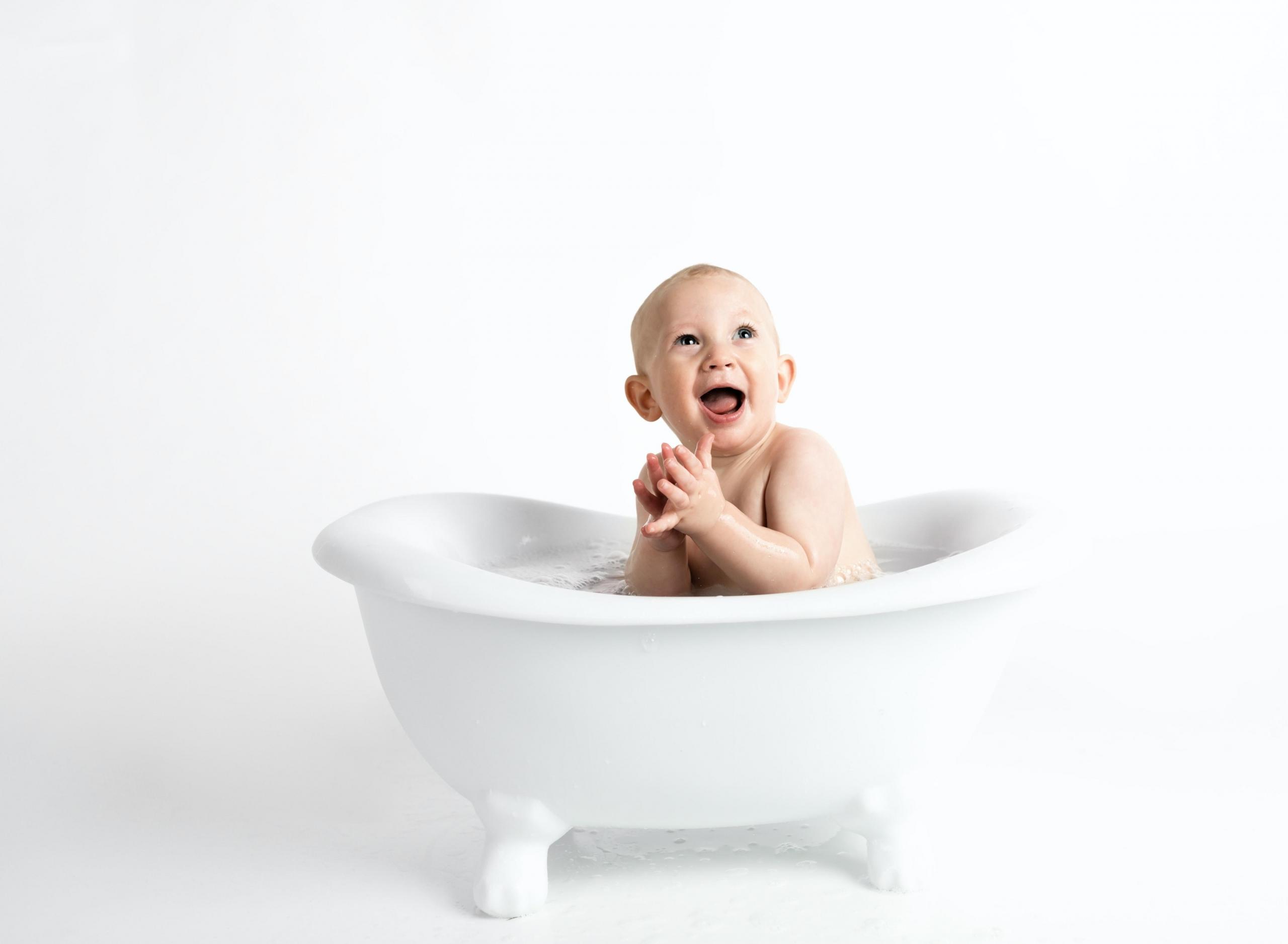 baby boy in bath