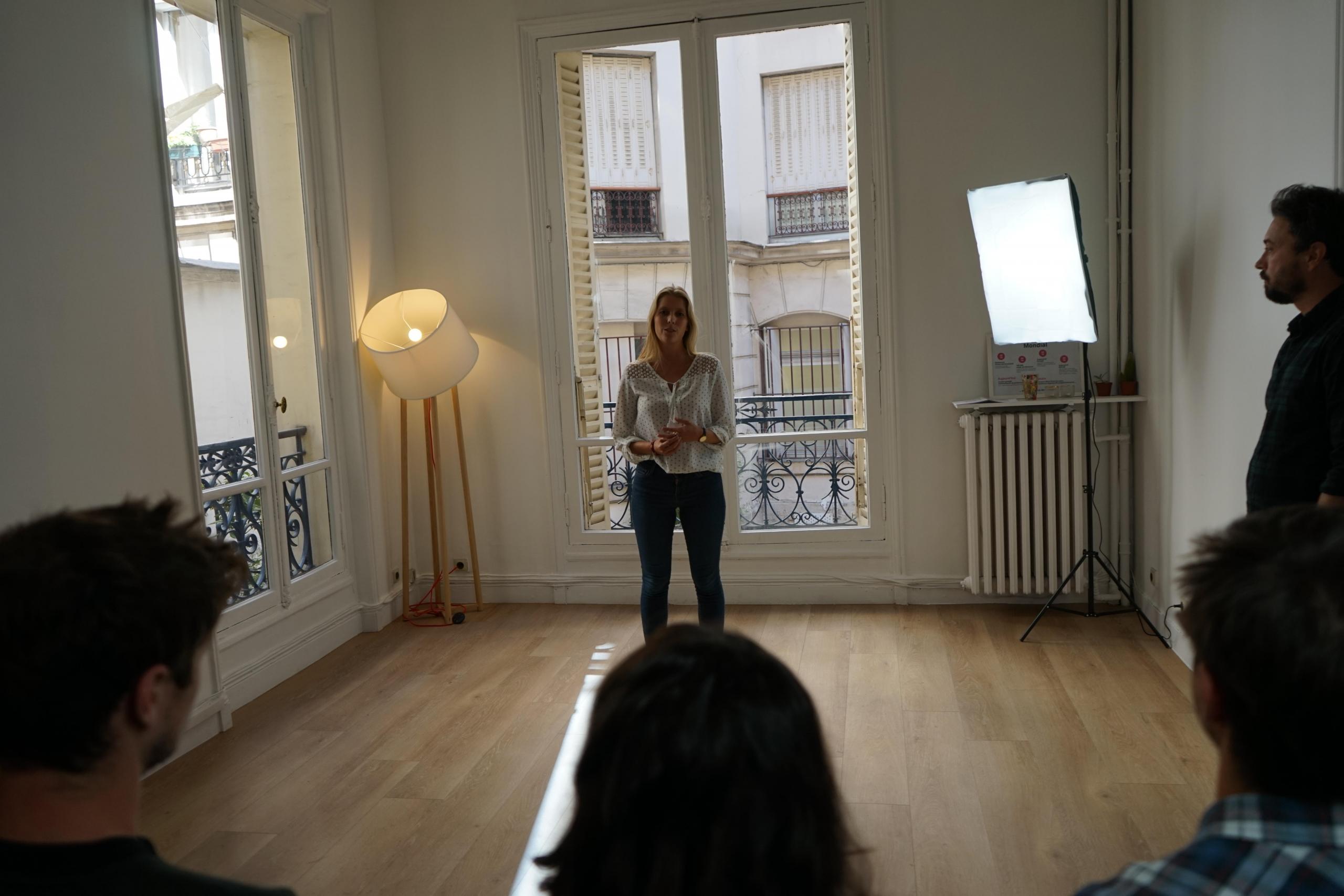 students and drama teacher