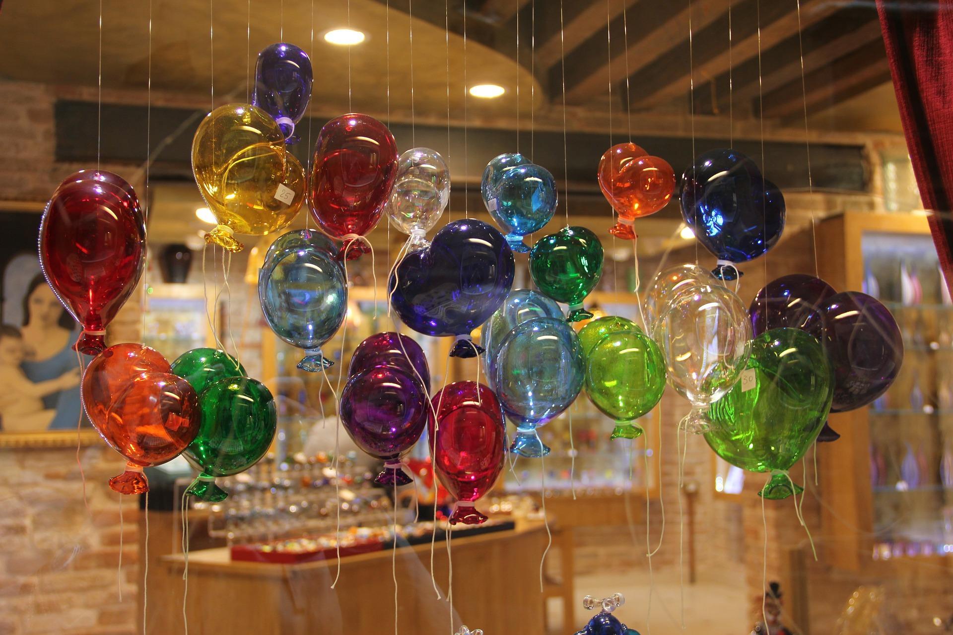 glass blown into balloon shapes