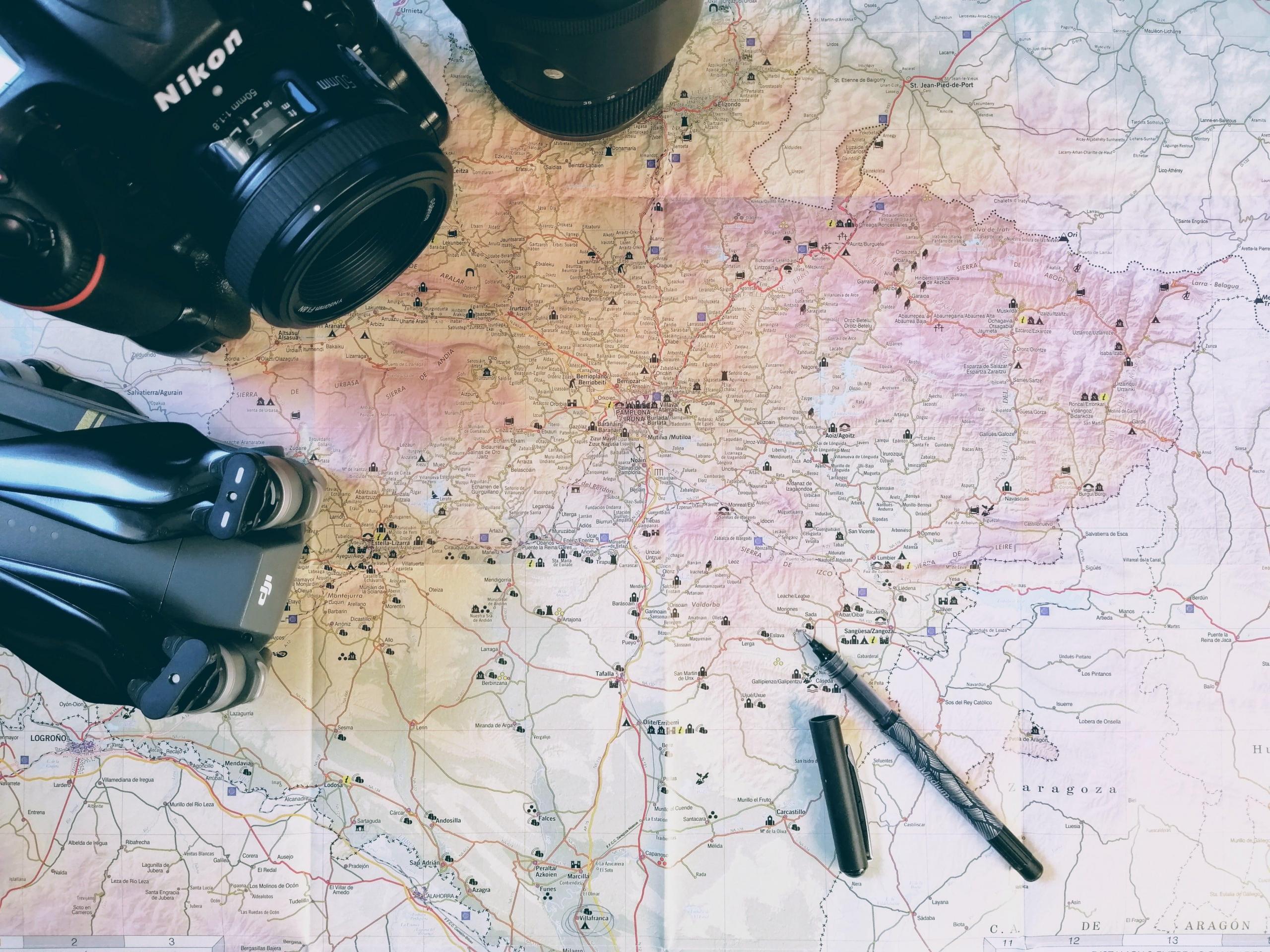 camera placed on map of Spain