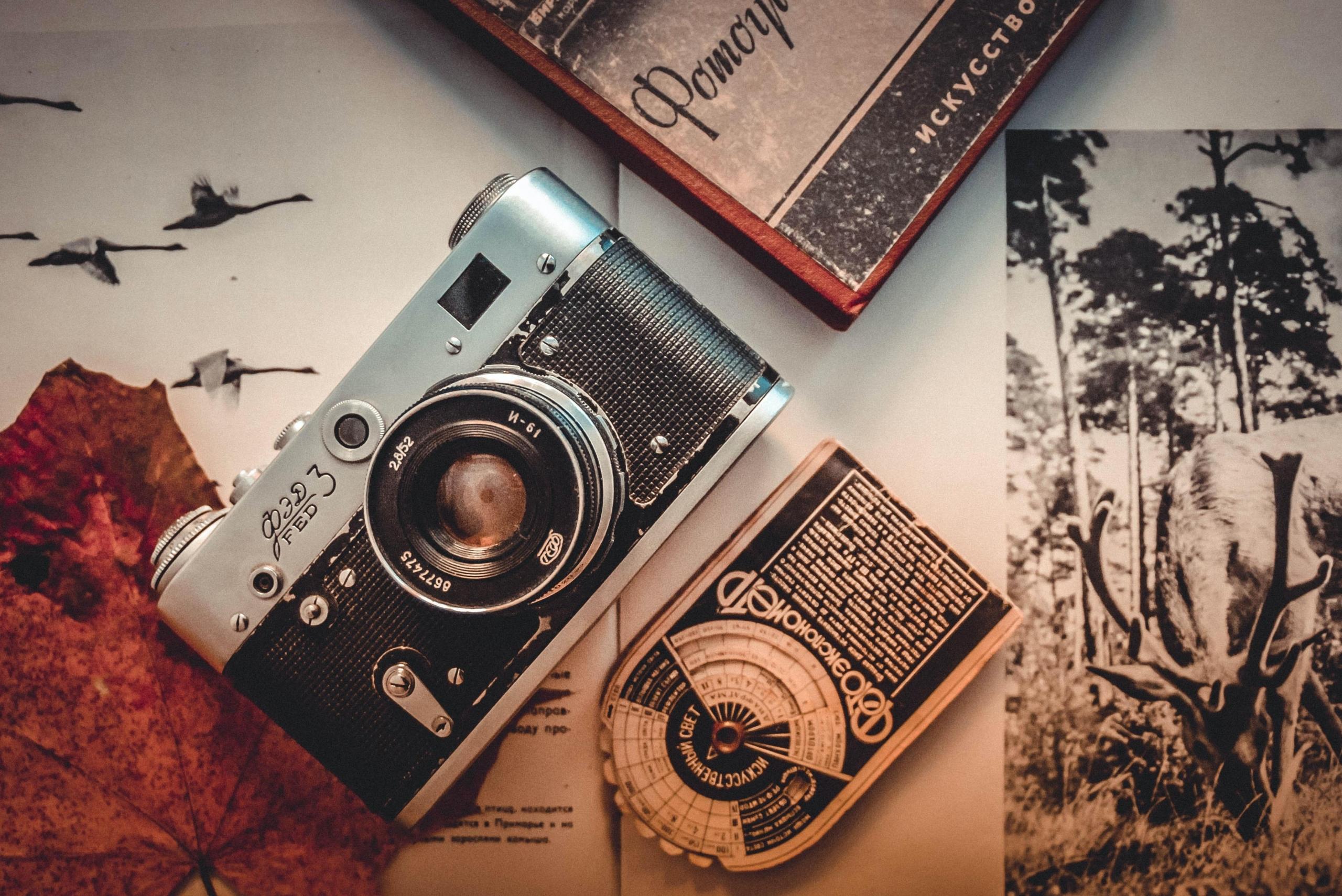 35mm camera on table