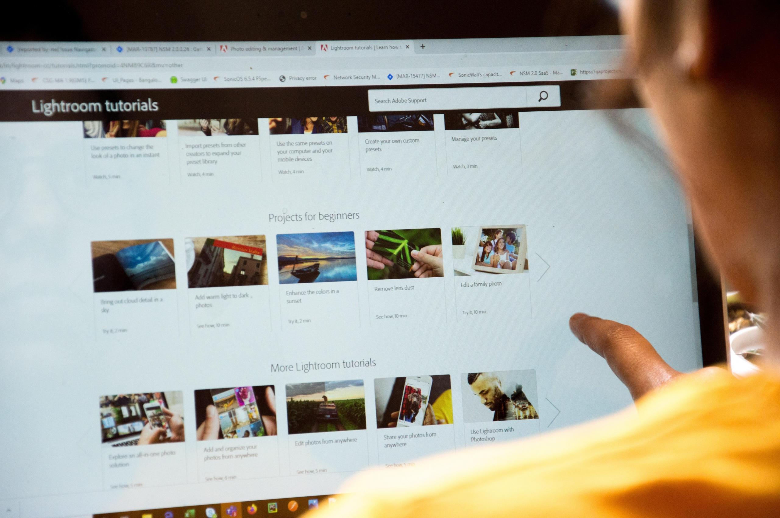 person editing photos online