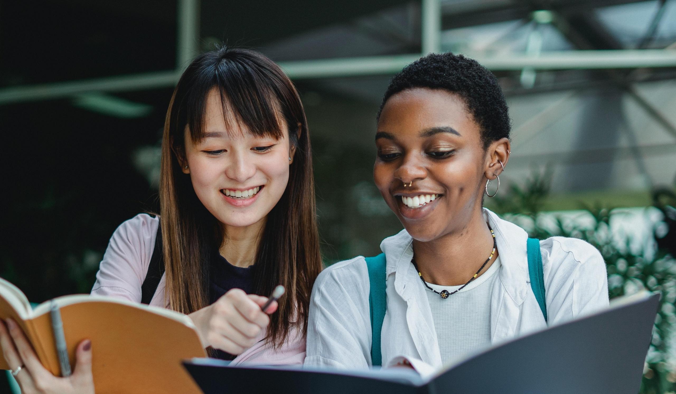 girls studying together