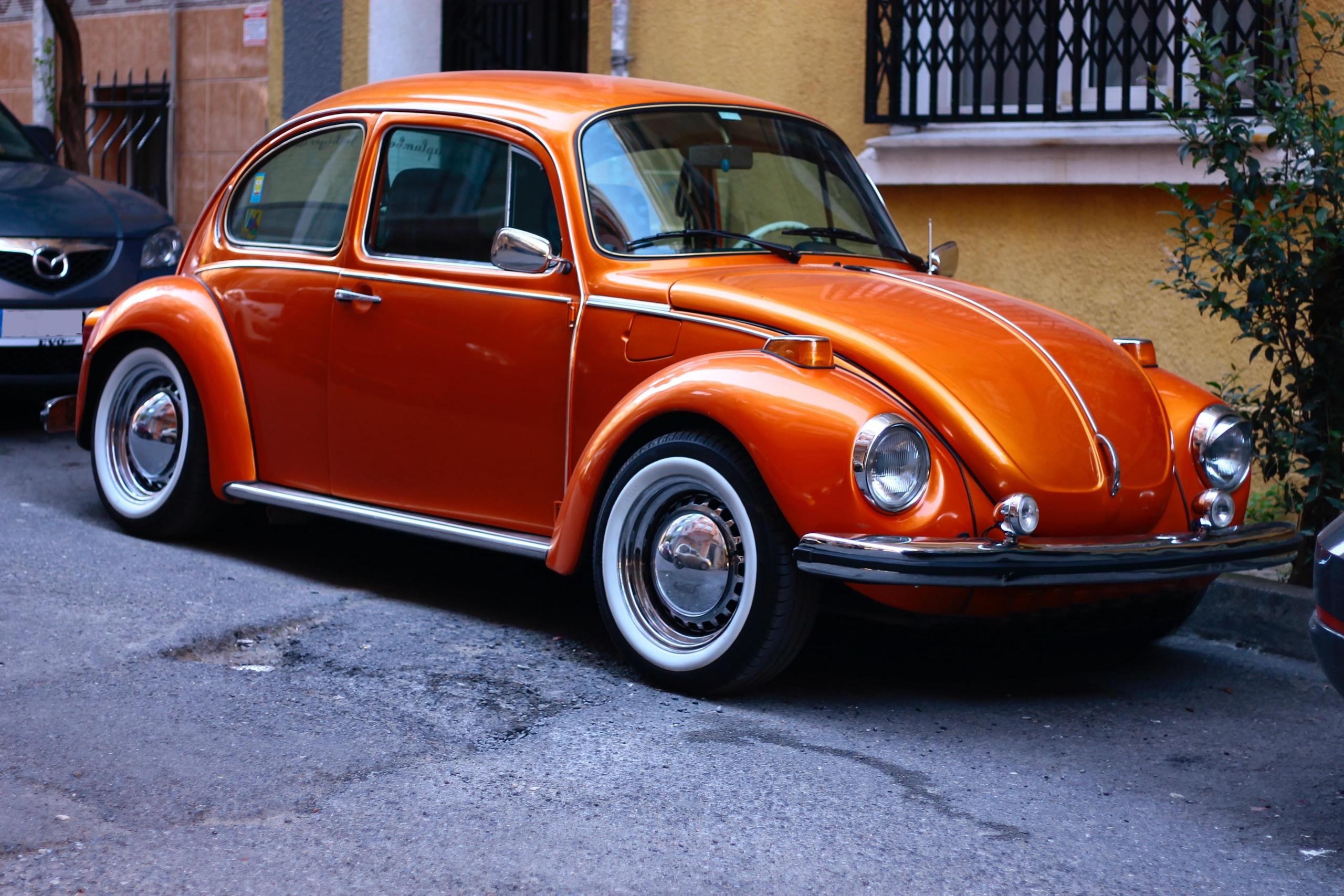 orange VW beetle