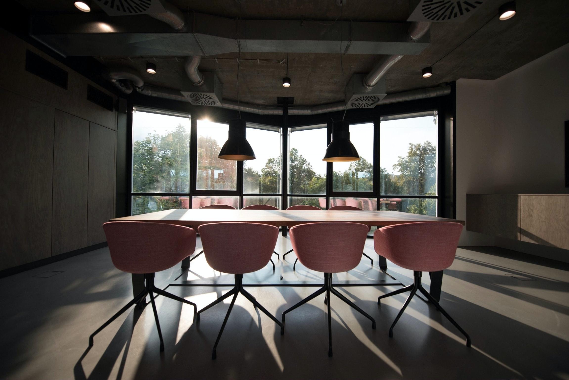 tables and chairs in office meeting room