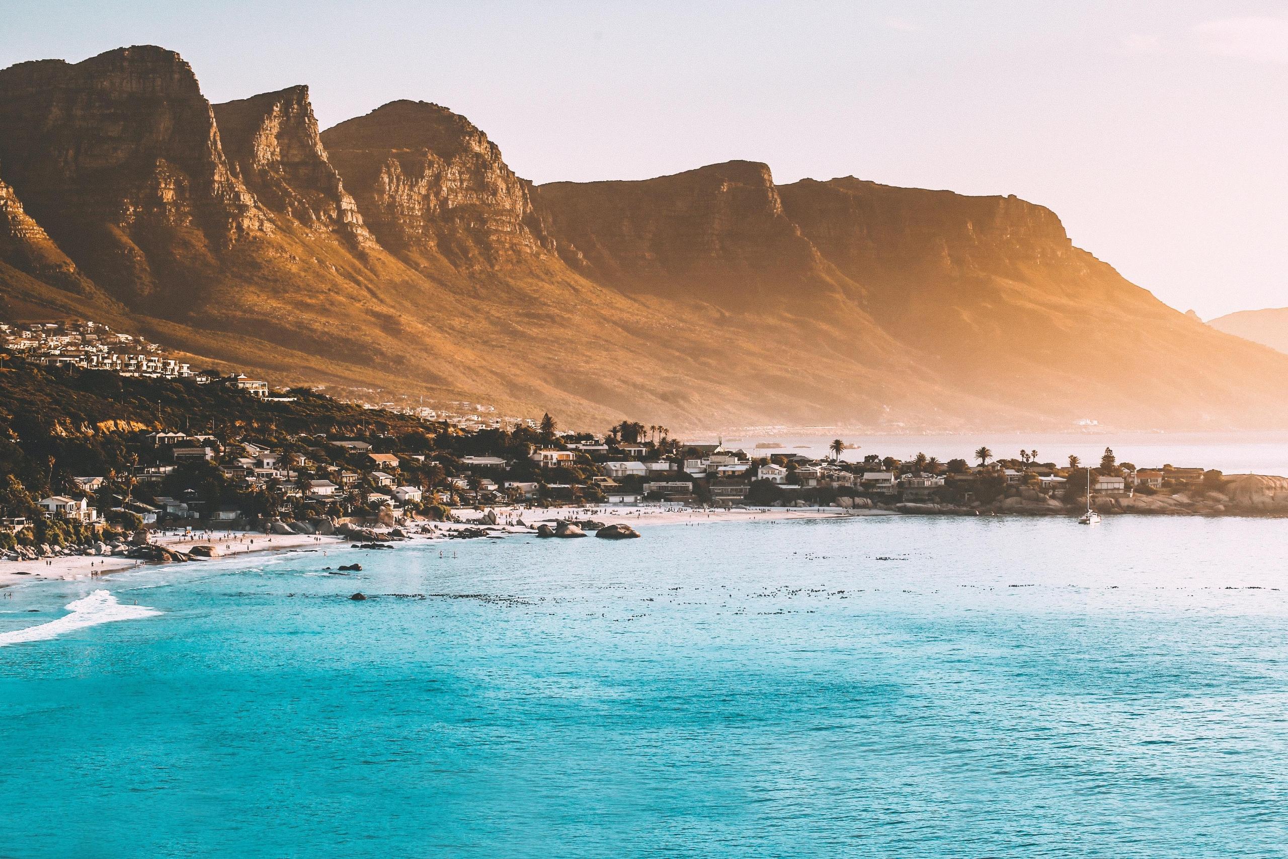 Camps Bay beach and twelve apostles mountain range