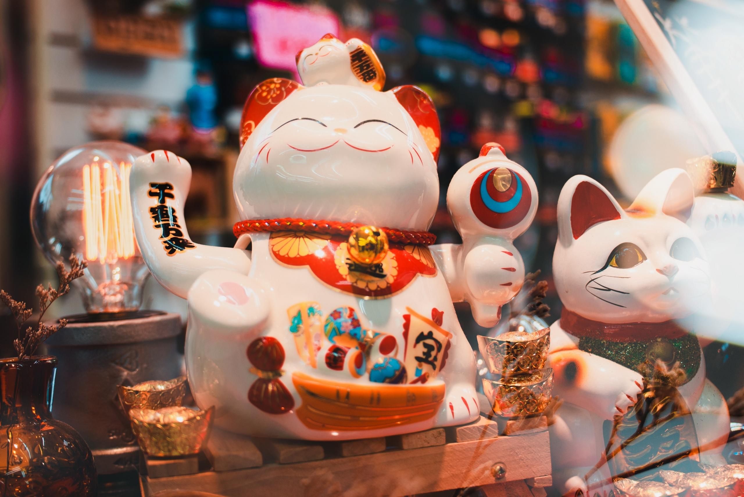chinese figurines in shop window