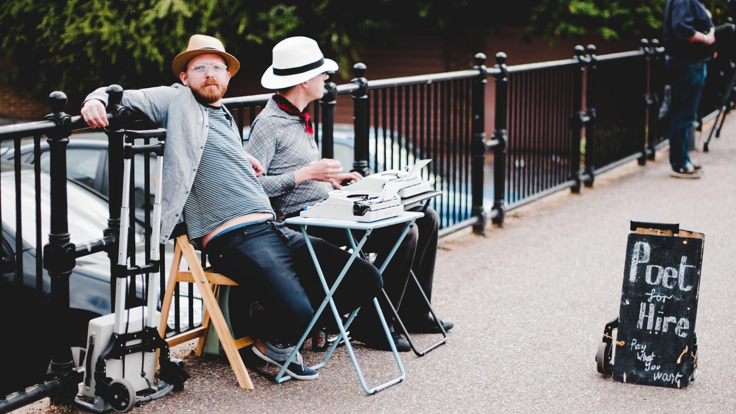 two poets available for hire