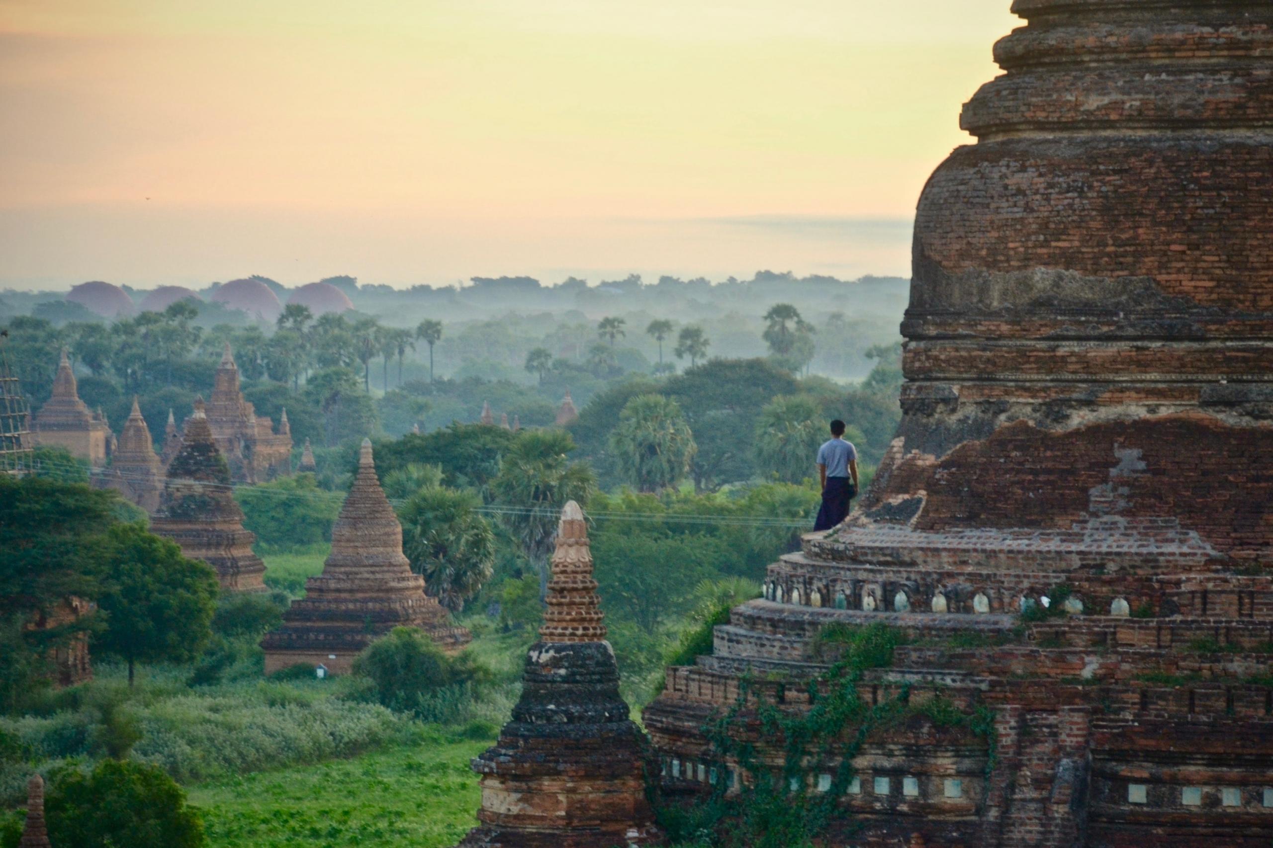 rock carvings in green forest in Myanmar