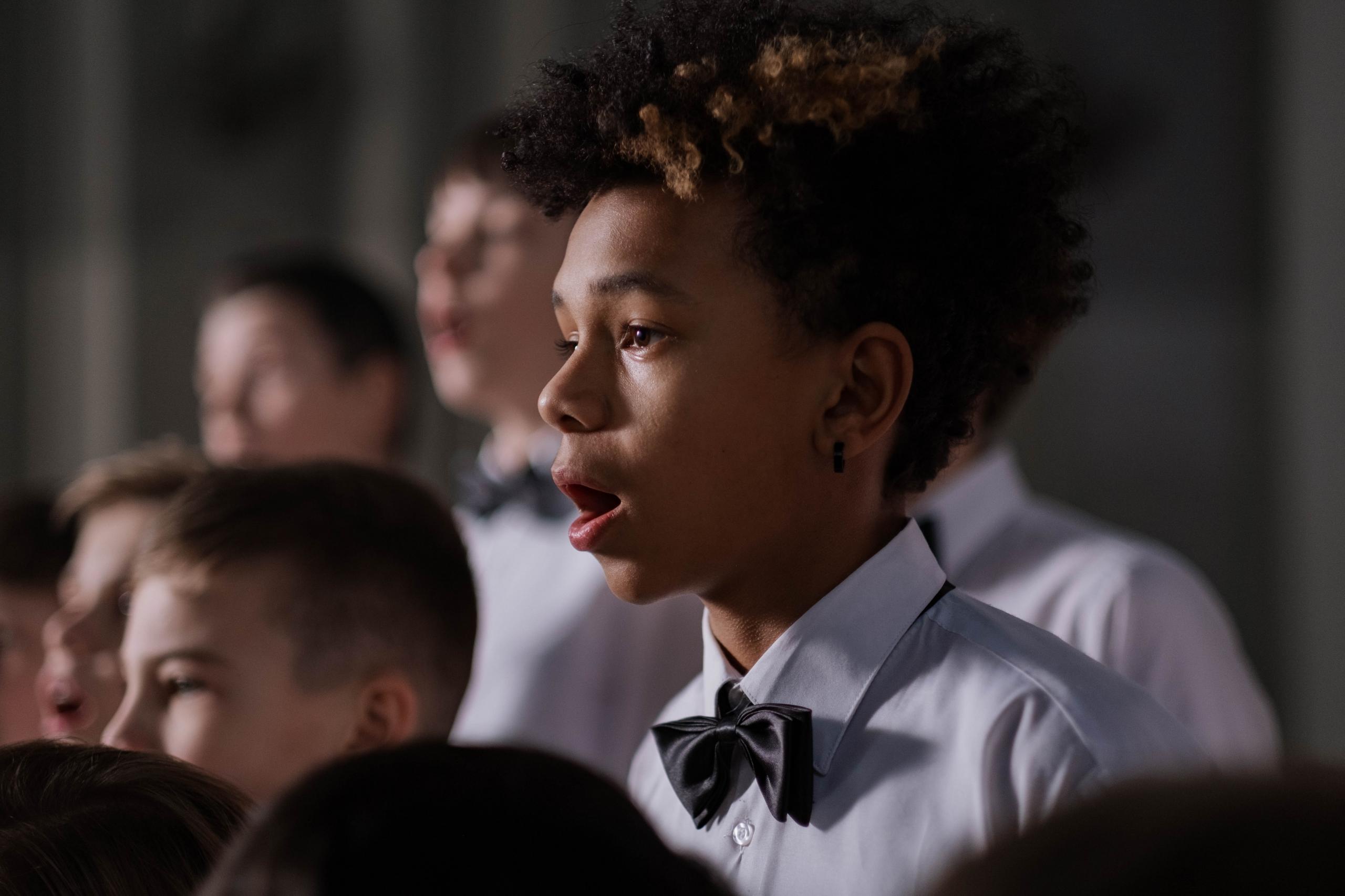 children singing in choir group