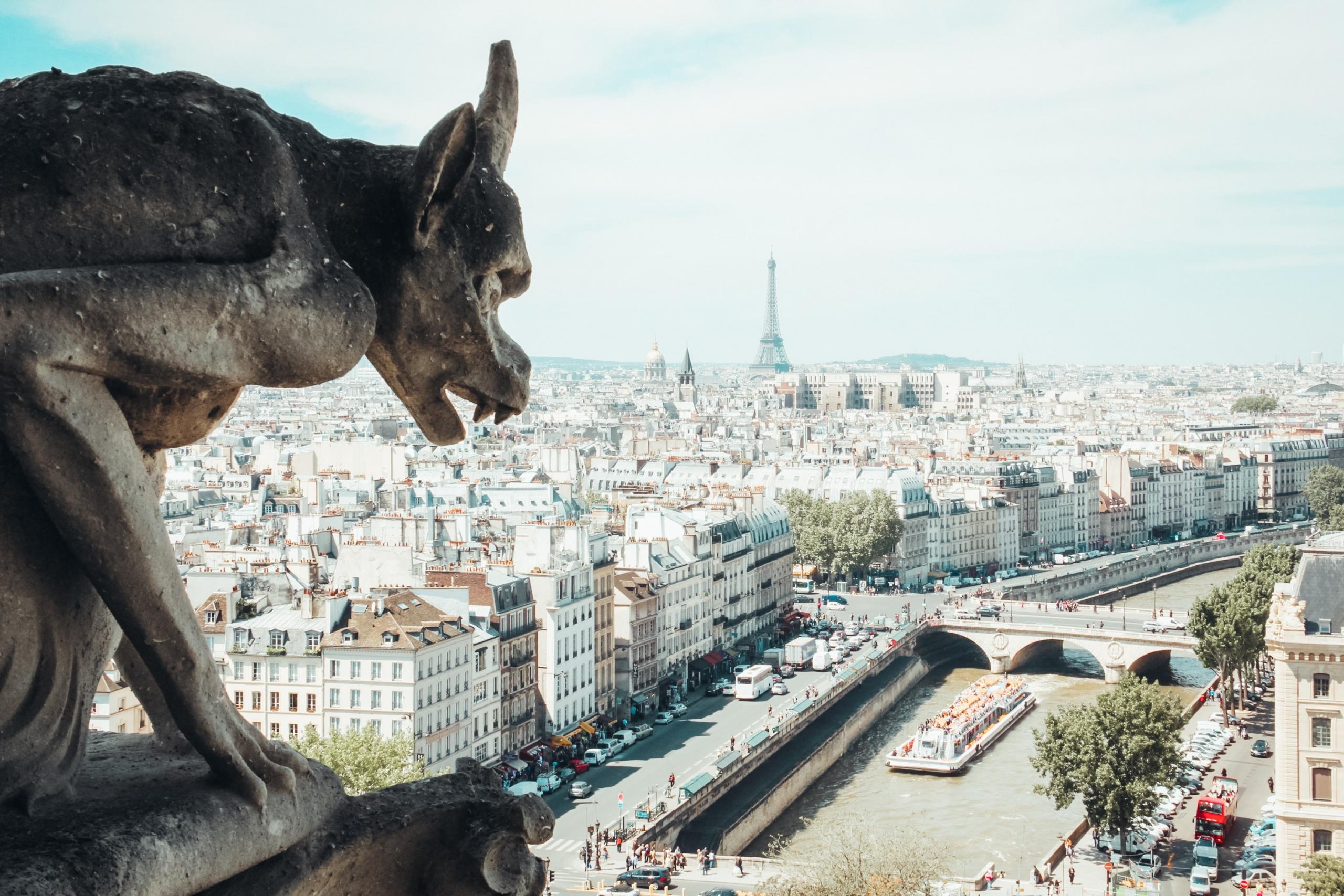 gothic sculpture decorating notre dame cathedral in france