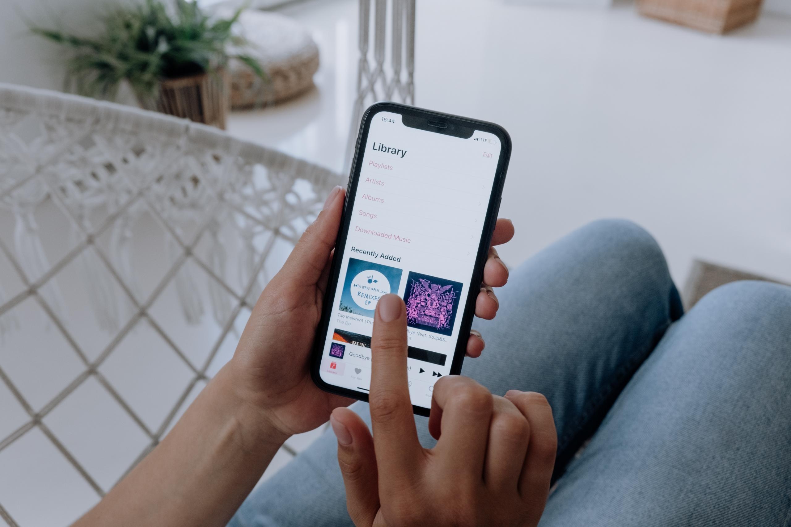 music app on smartphone