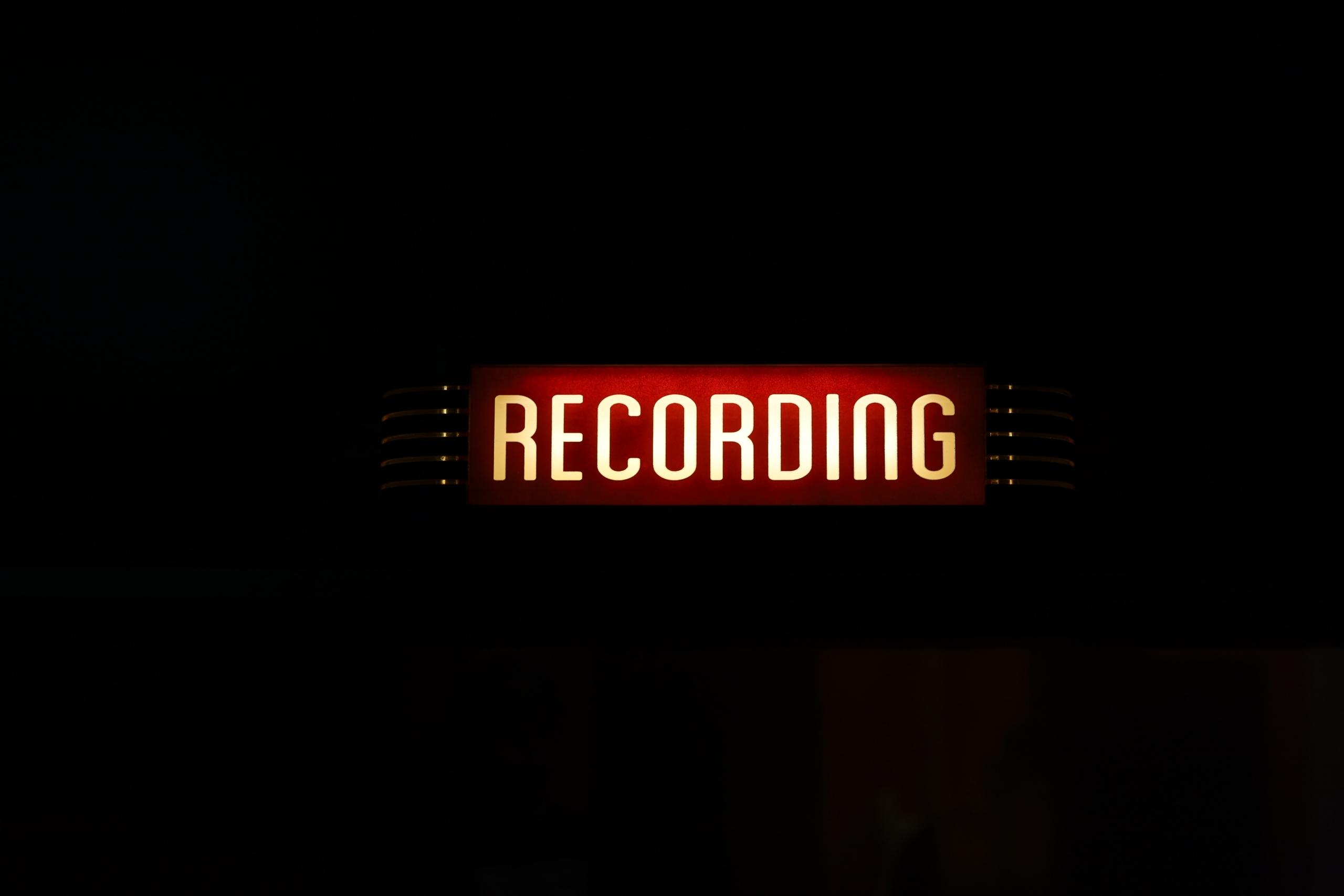 Red recording studio light