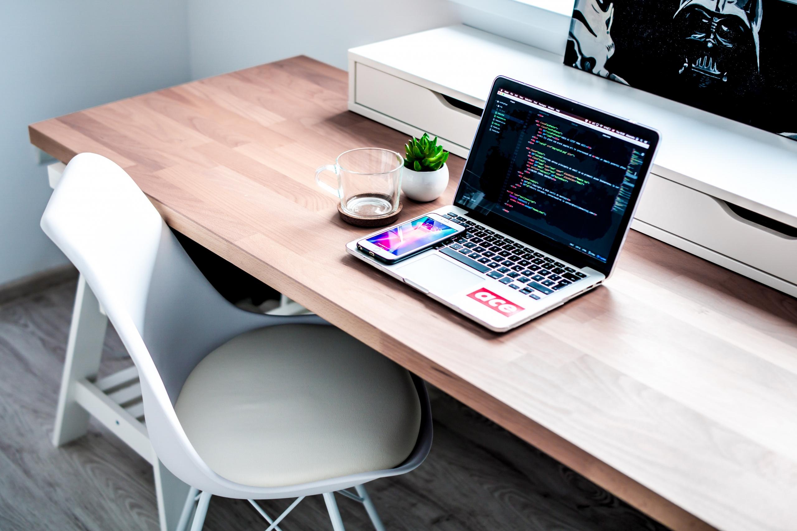 coding sequence displayed on laptop screen in home office