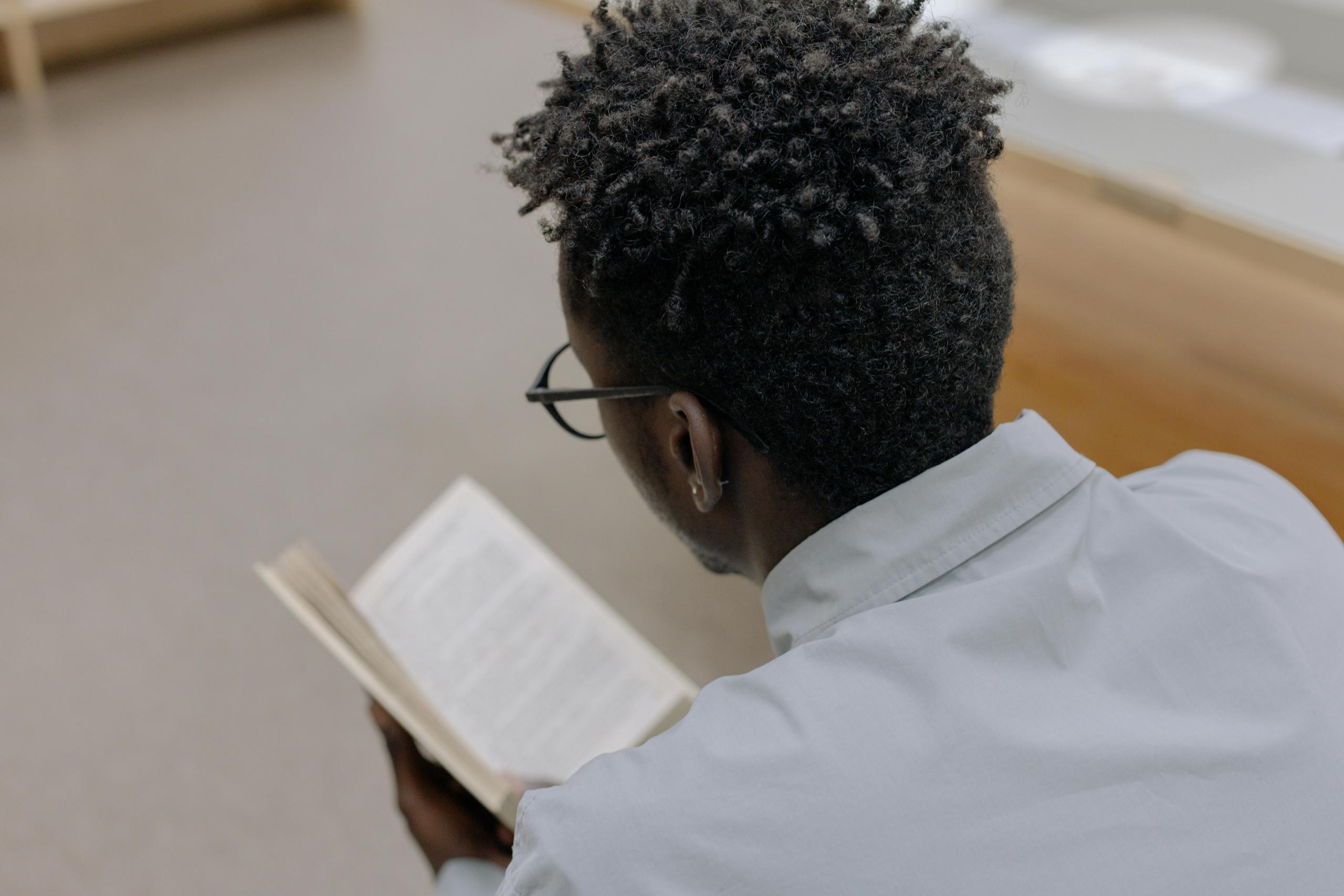 boy reading a book