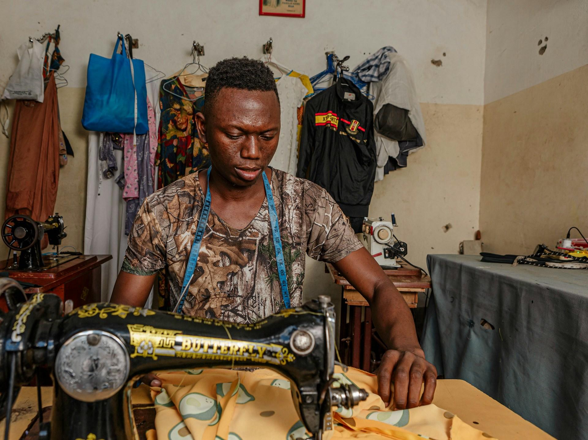Male taking sewing lessons in Johannesburg
