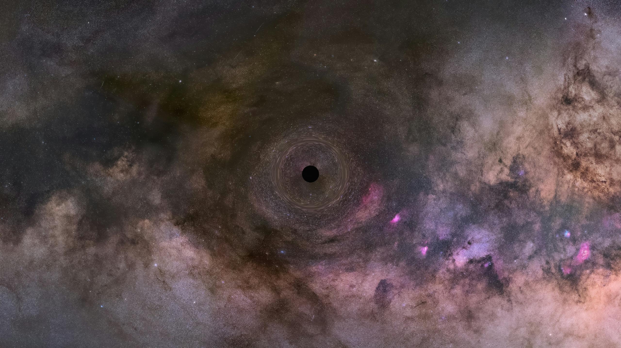 illustration of a close-up look at a black hole drifting through our Milky Way galaxy