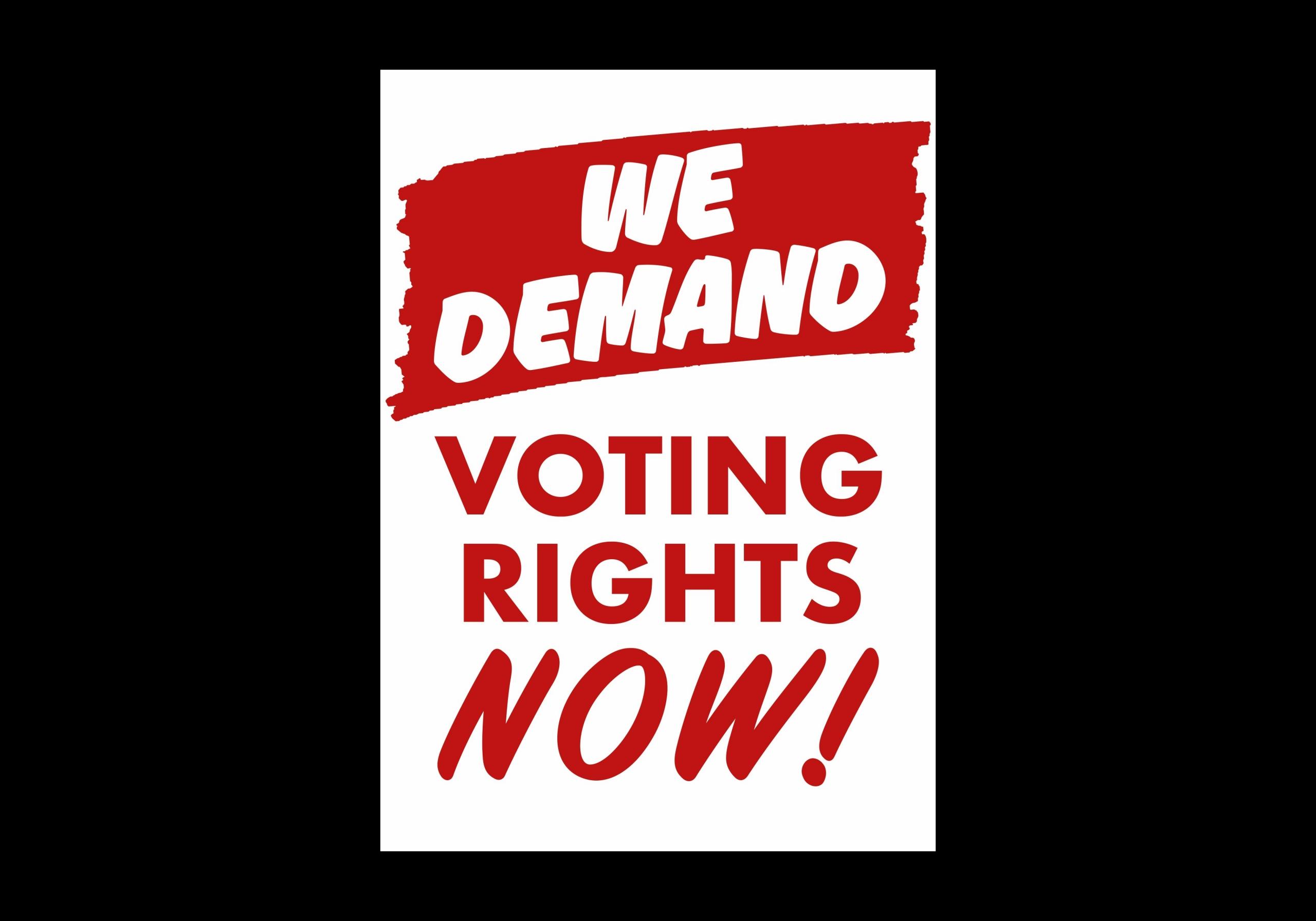 suffrage sign with the slogan we demand voting rights now