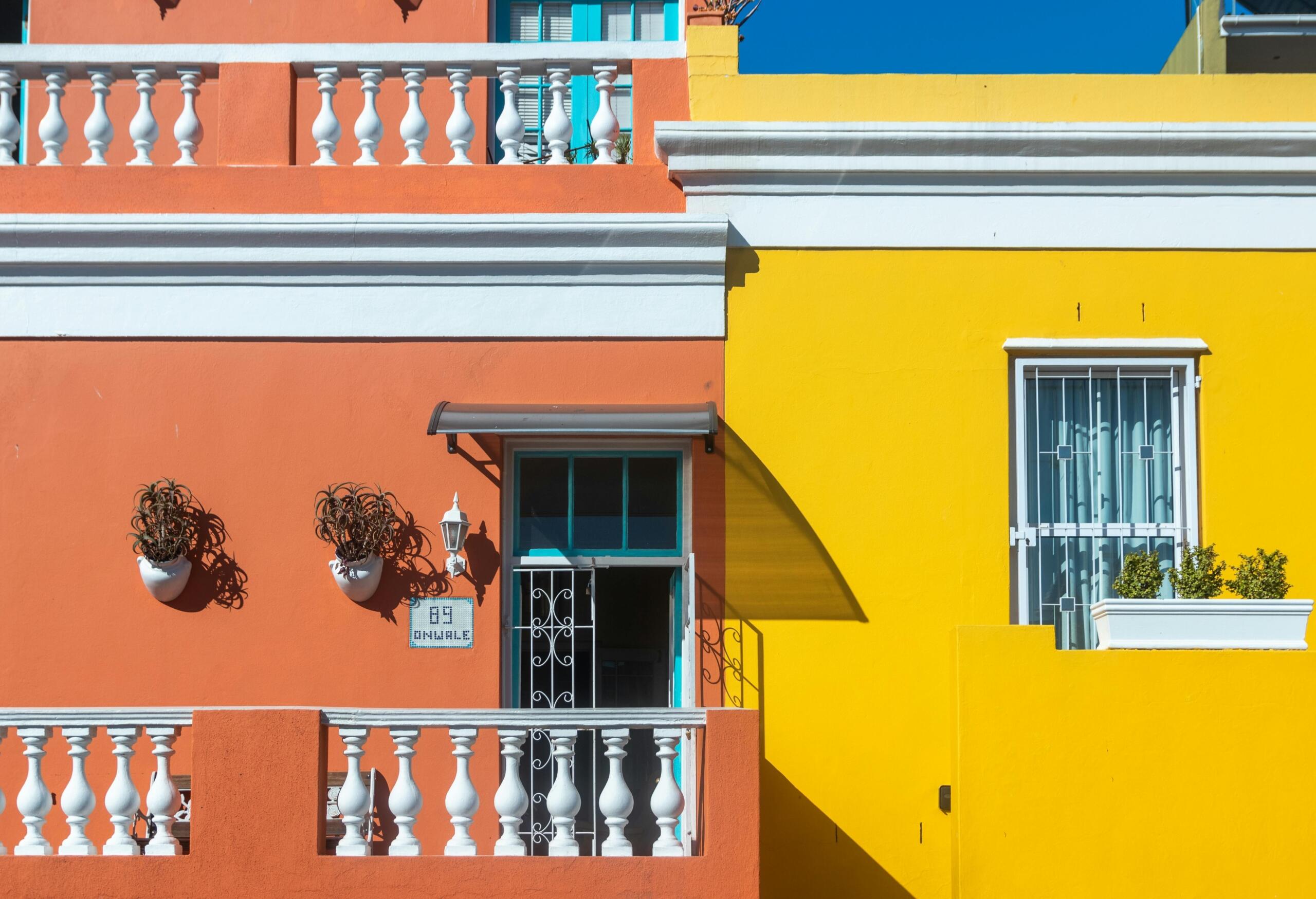 colourful townhouses in Bo Kaap, Cape Town's Malay quarter
