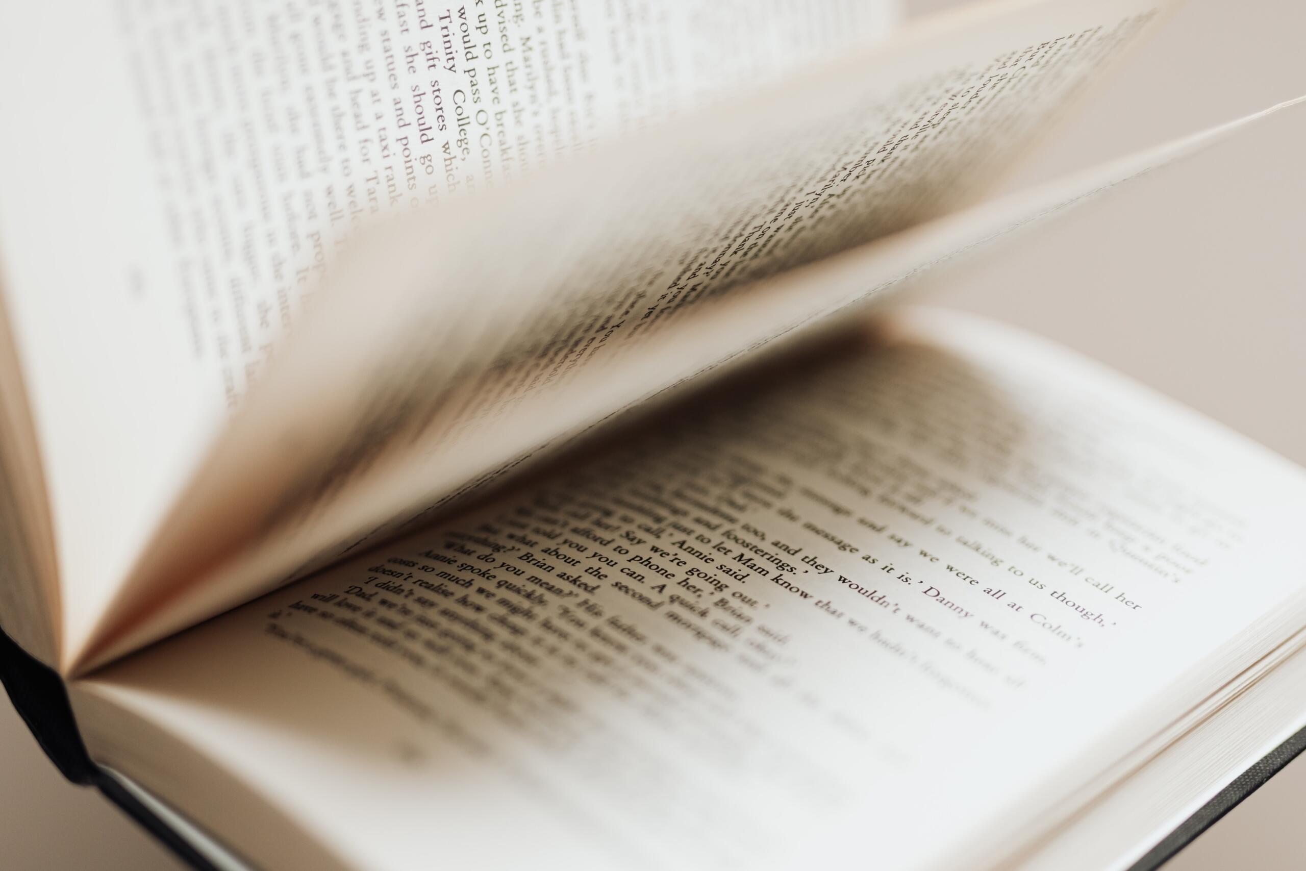 close-up of the open pages of a book