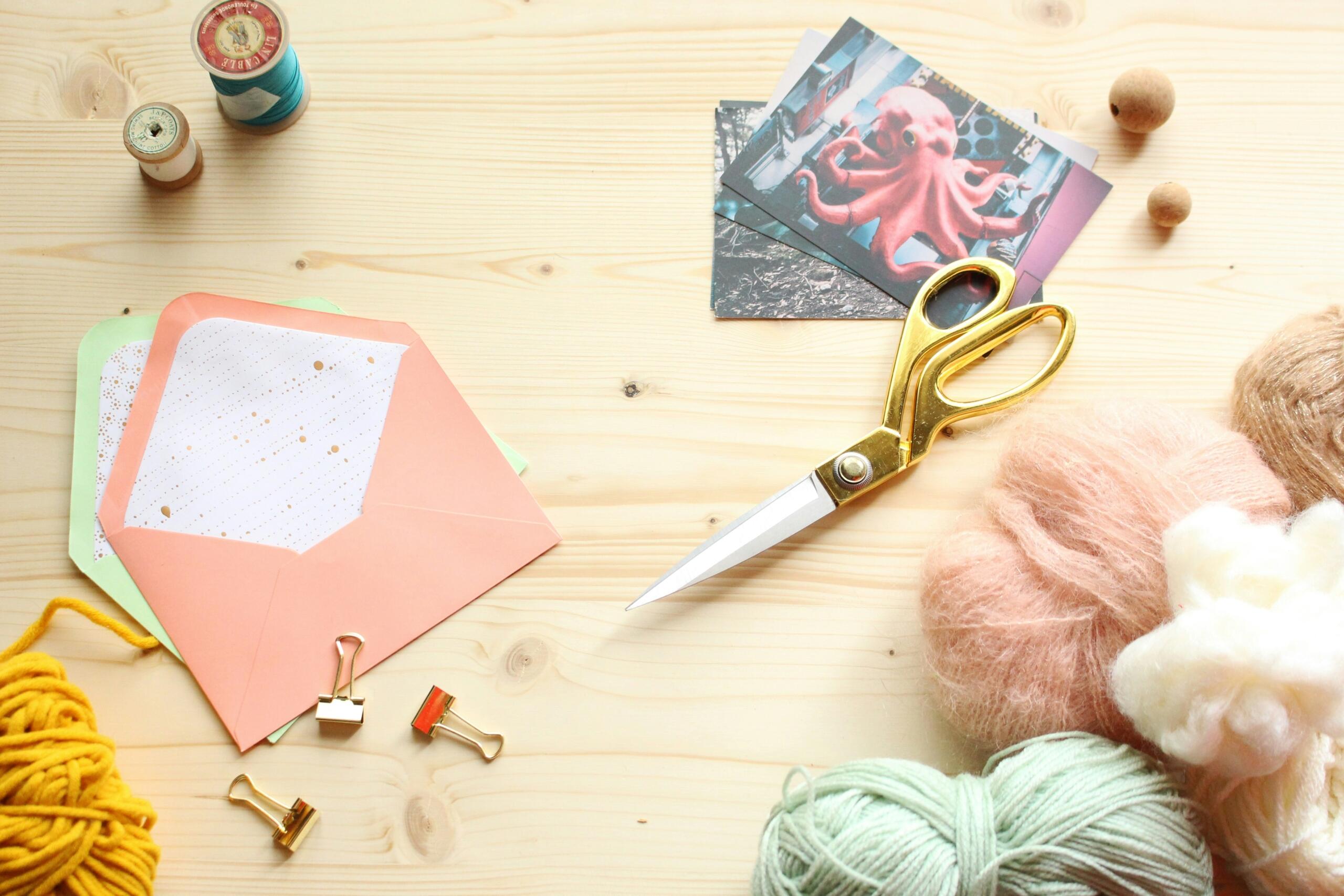 A crafter's table filled with DIY tools.