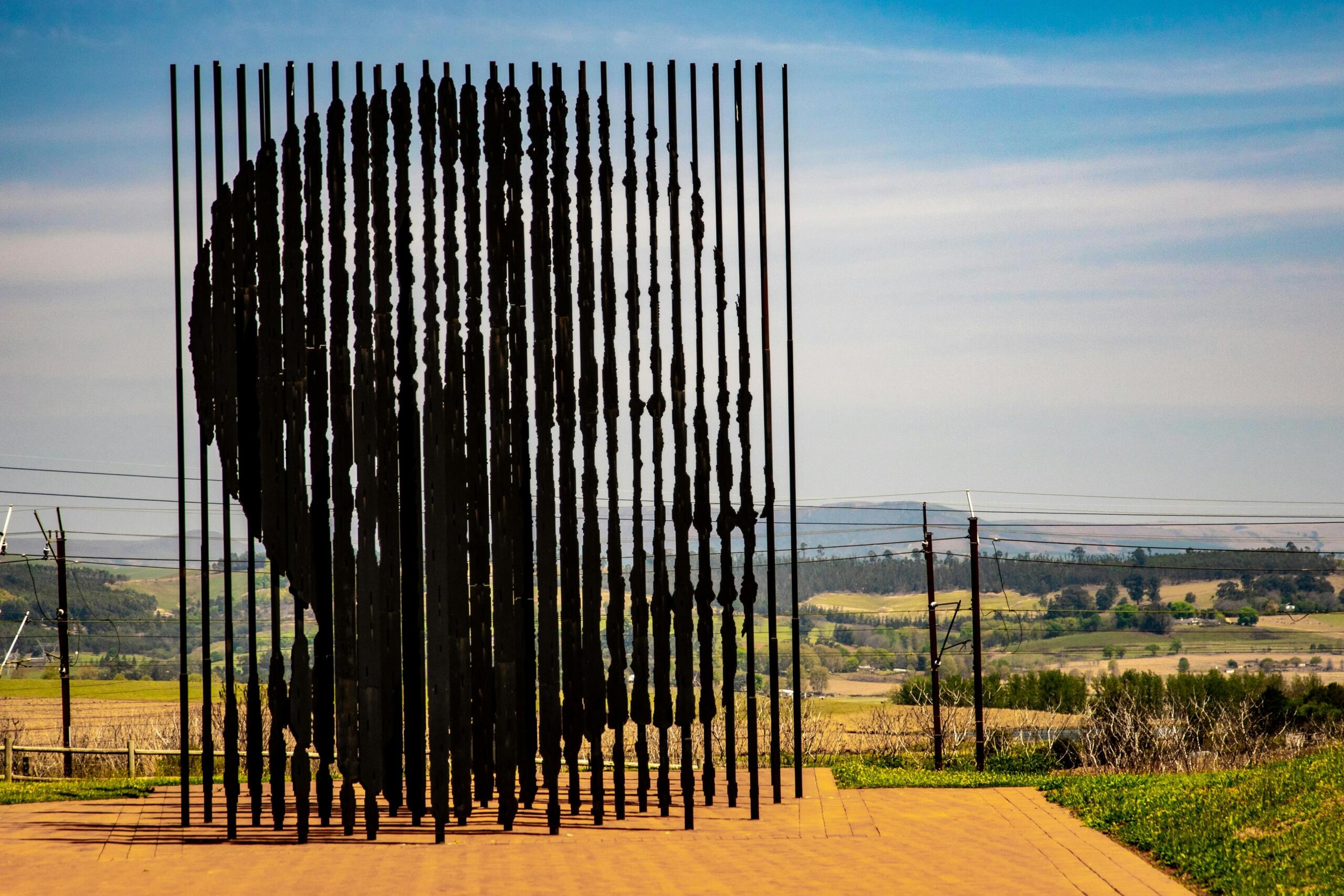 An artist's installation of Nelson Mandela.