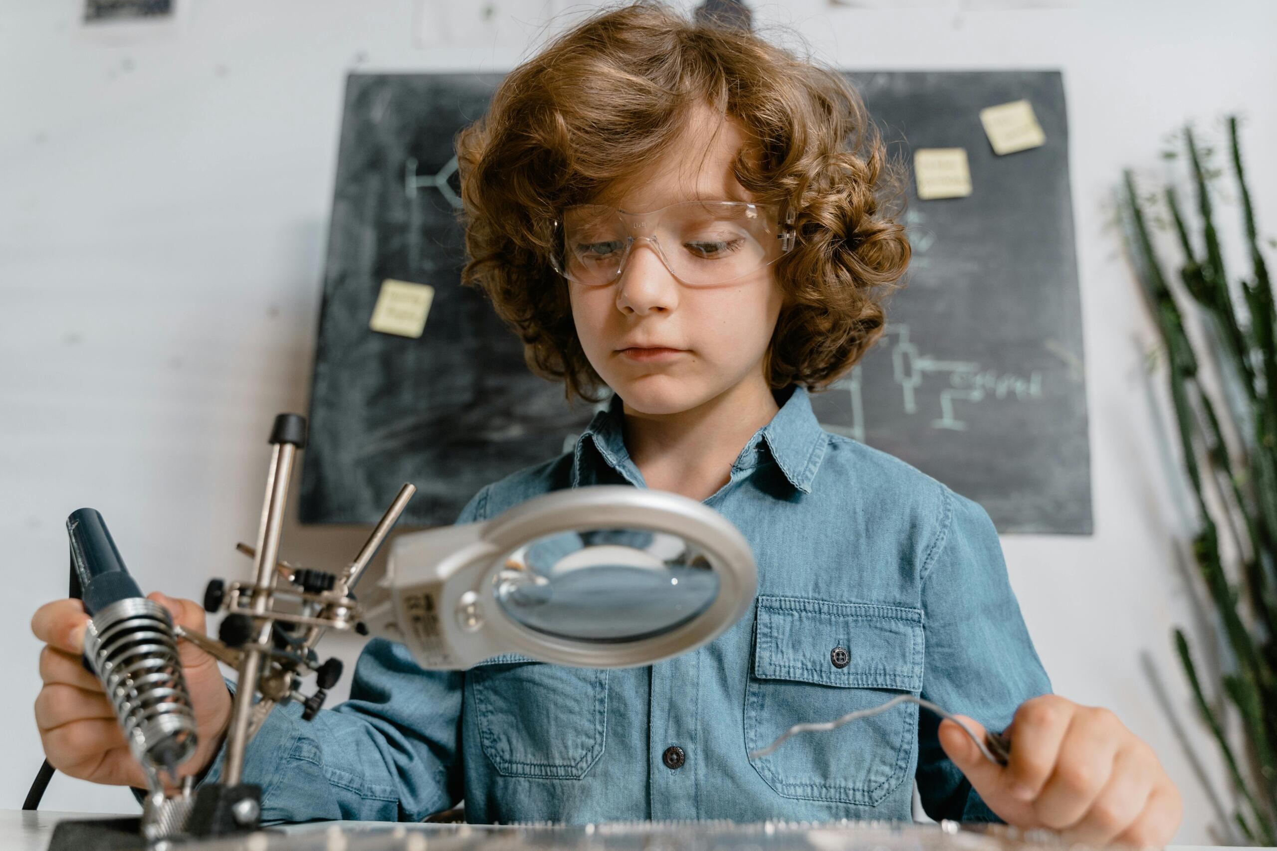 Child in a science lab.