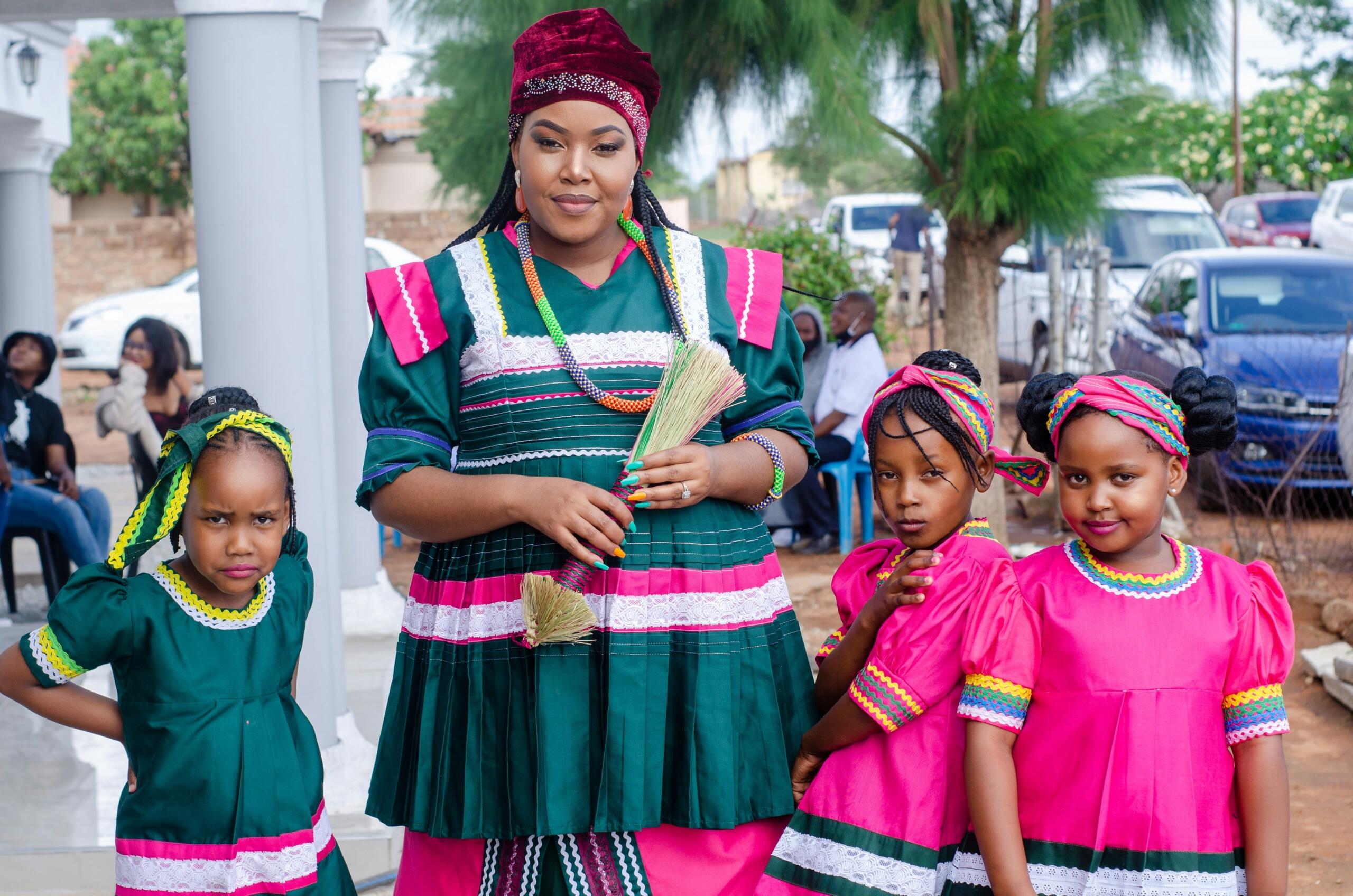 A family in traditional dress.