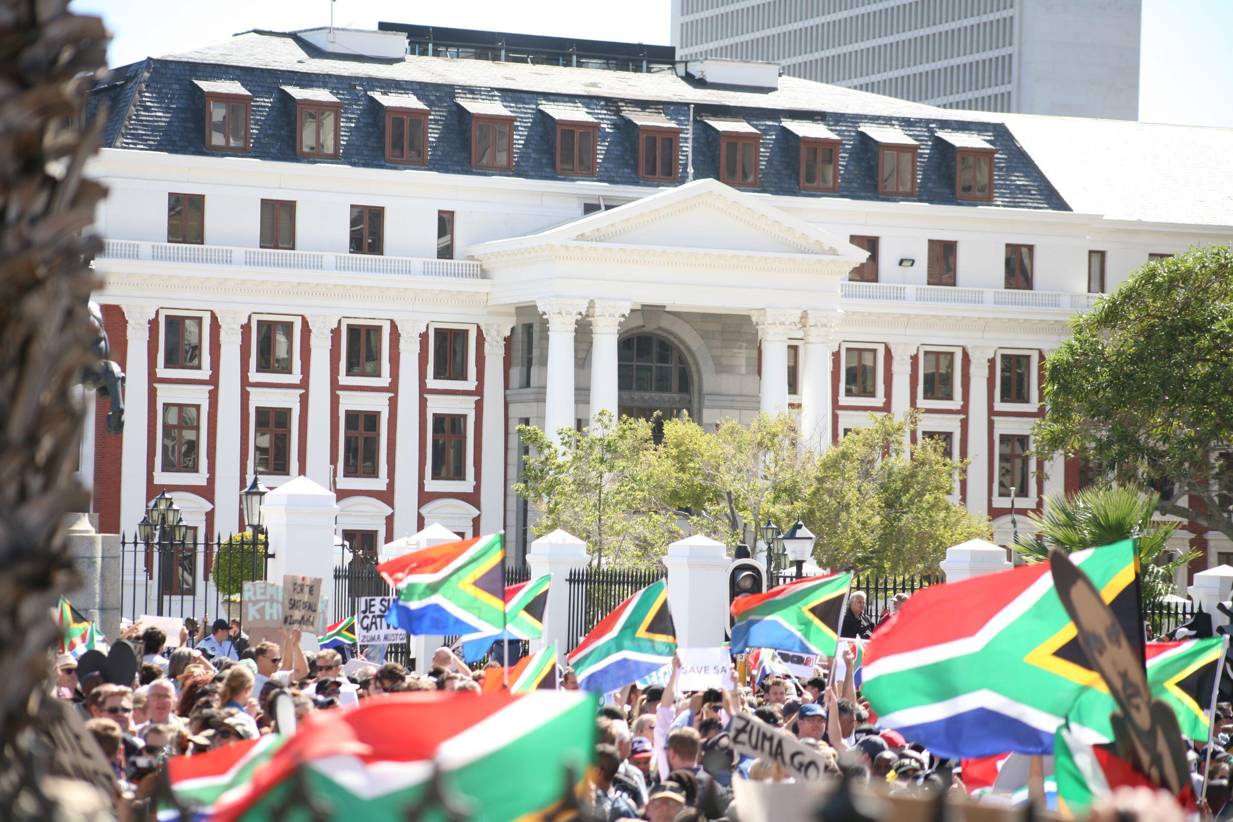 A protest outside the House of Parliament in Cape Town.