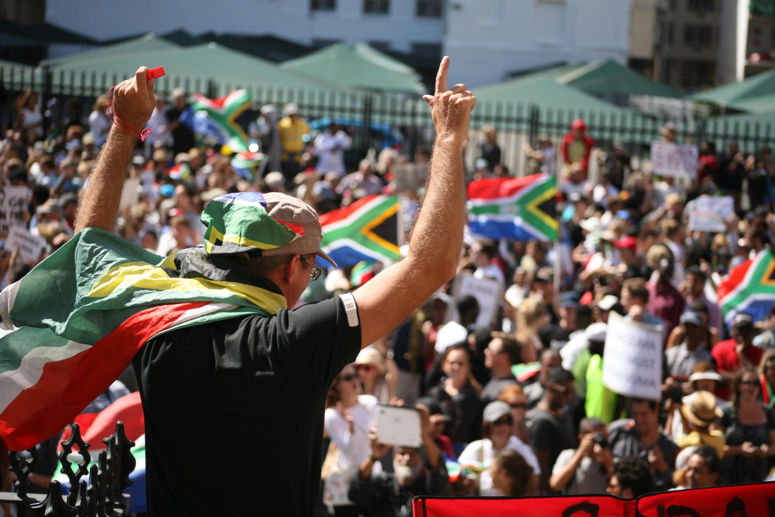 South African protesters gather.