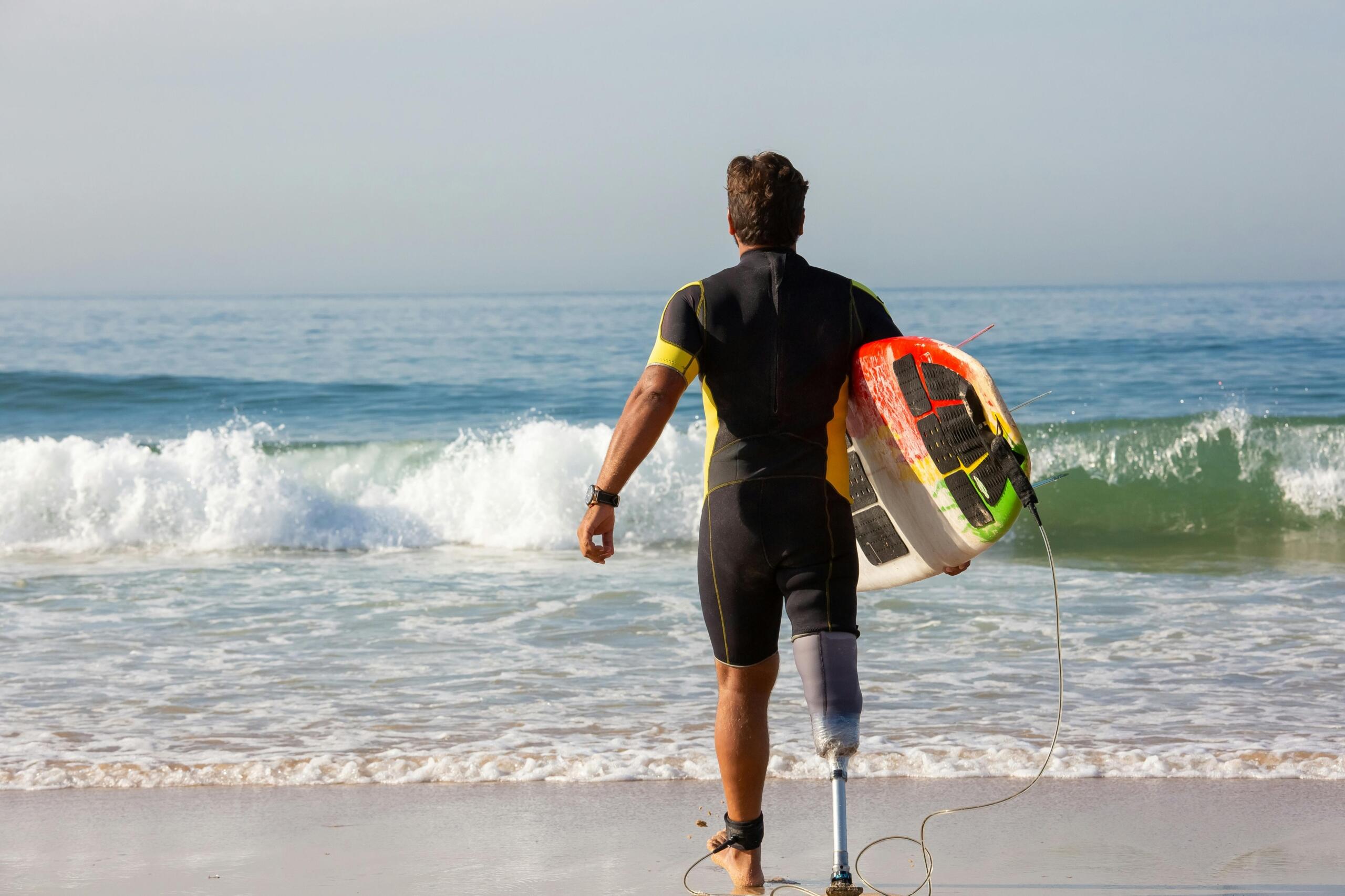 An image of an adaptive surfer. 