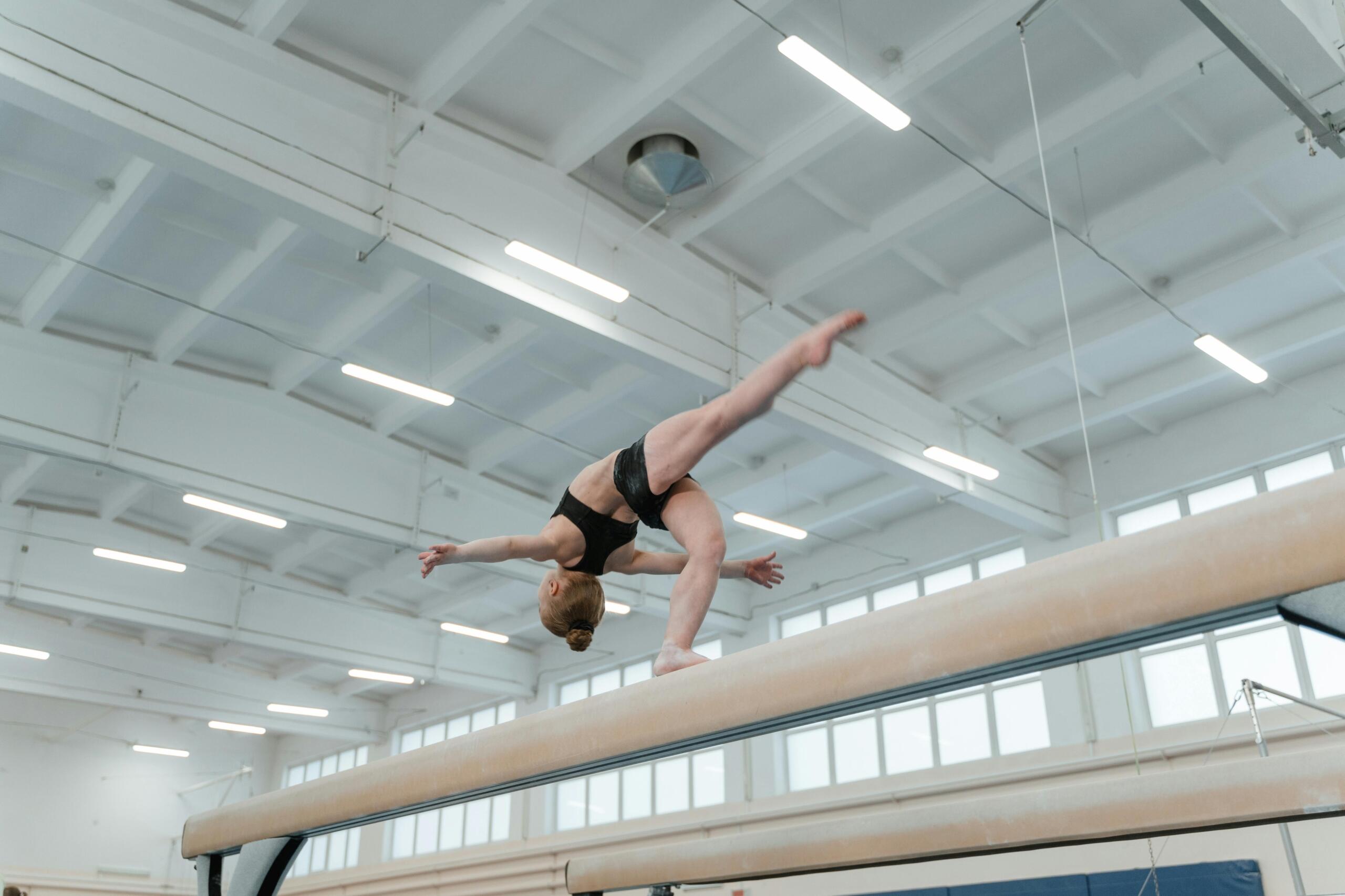 An image of a professional gymnast practising.
