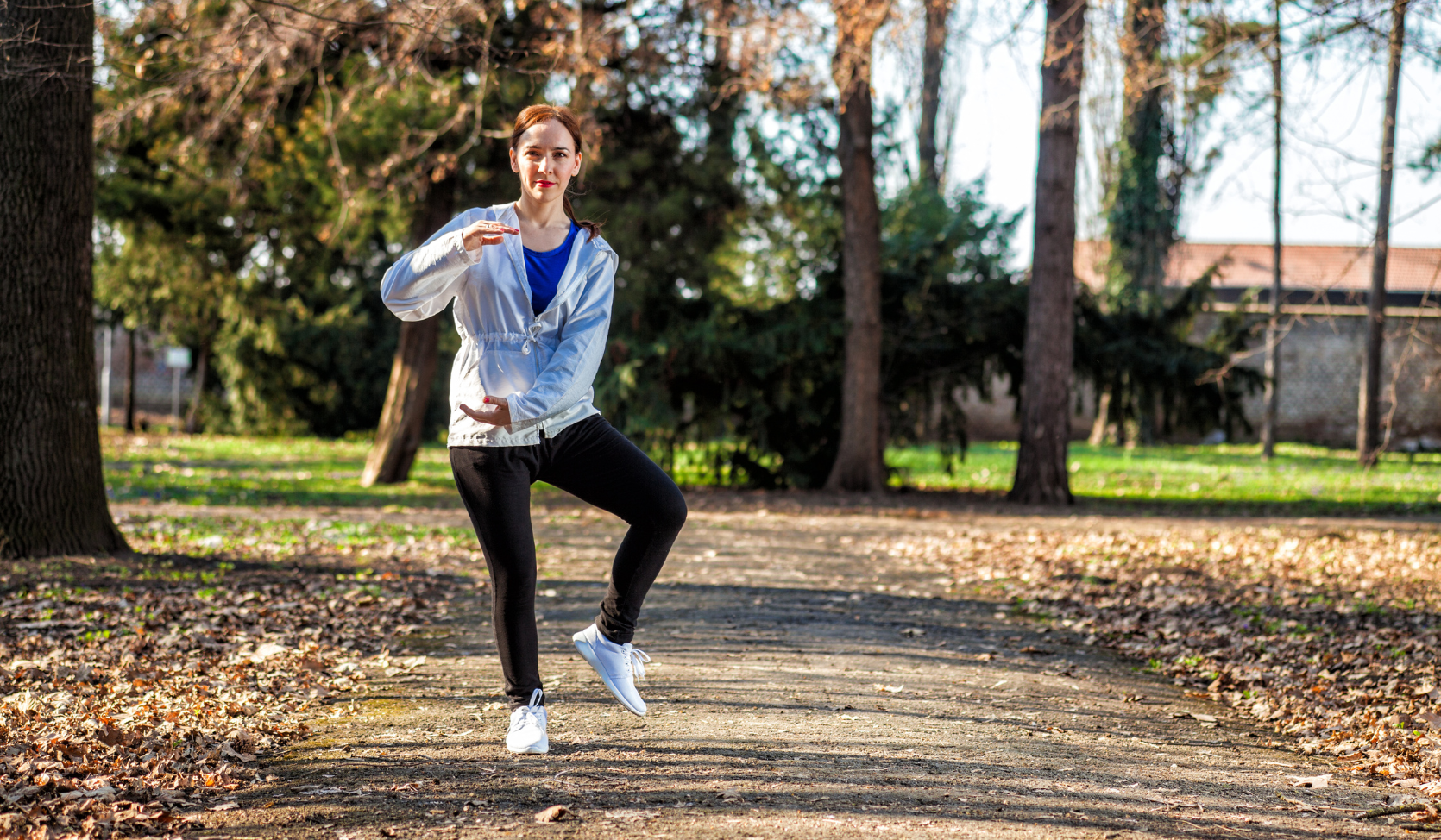 An image of a woman Tai Chi walking