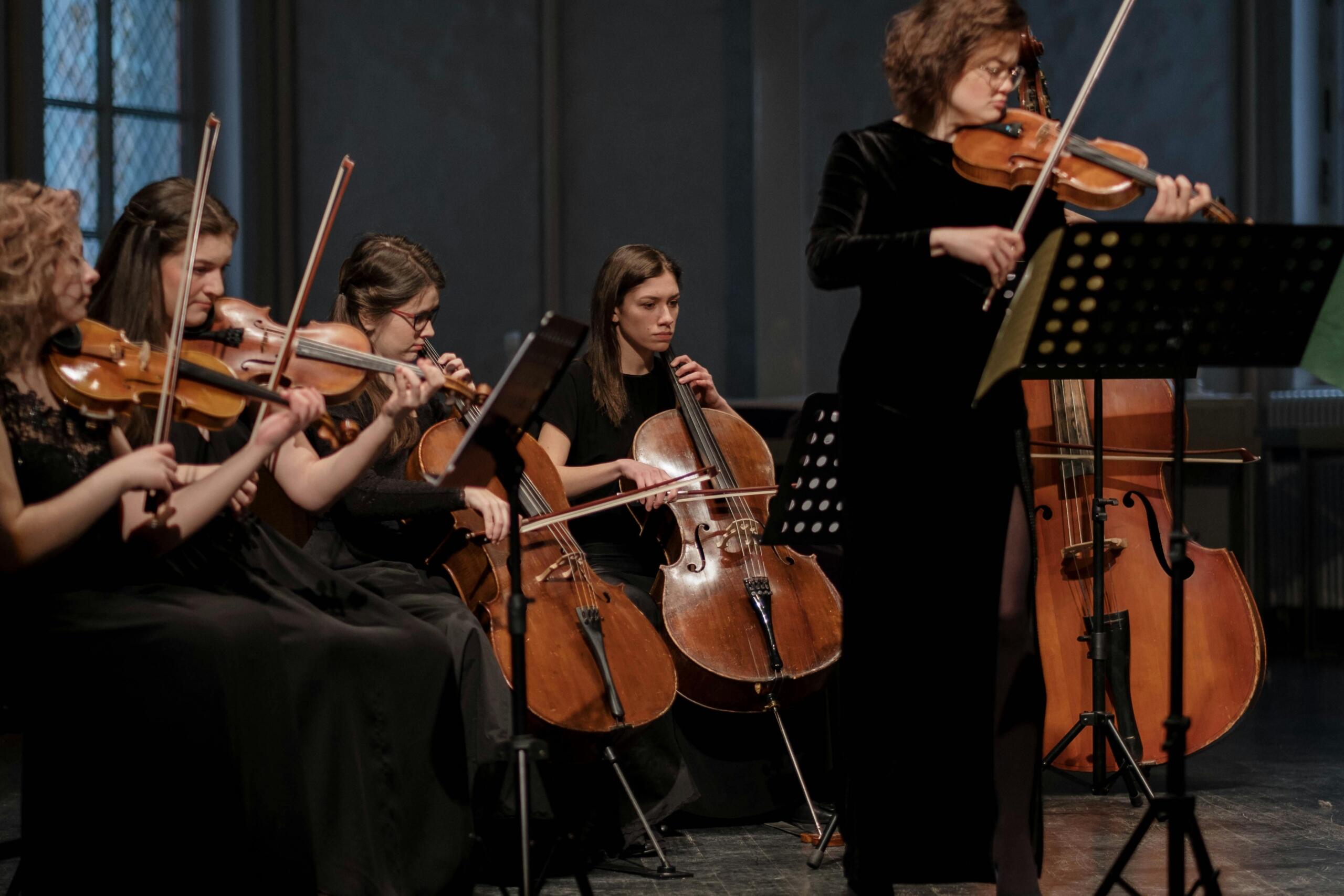An image of an orchestra during performance.