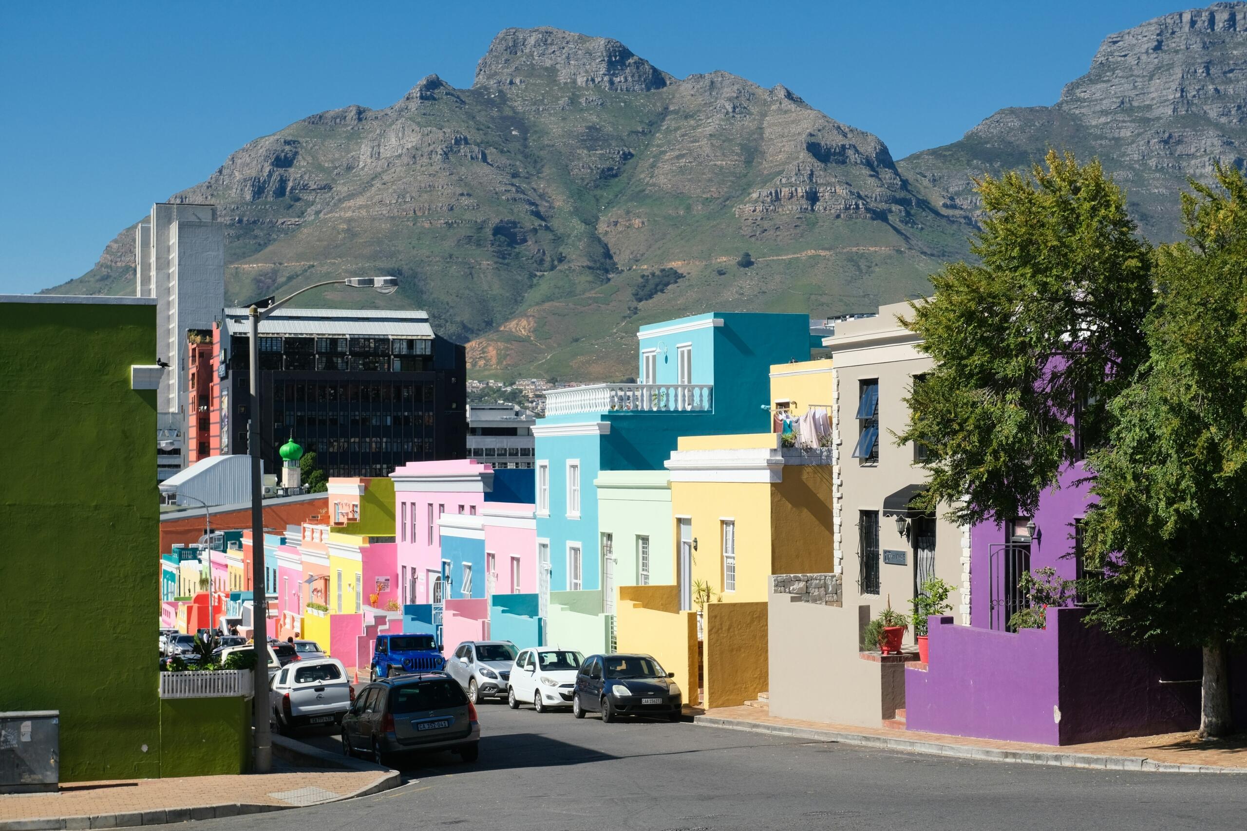 An image of a colourful Bo Kaap street in CapeTown.