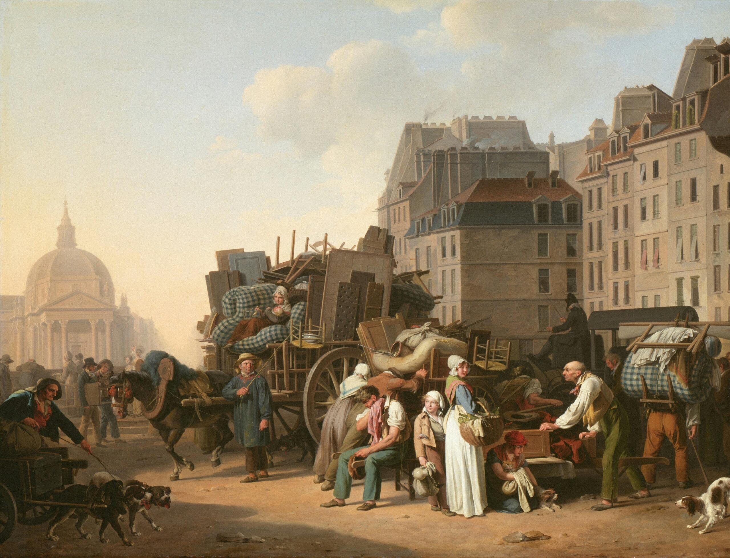 A painting of migrating French settlers.