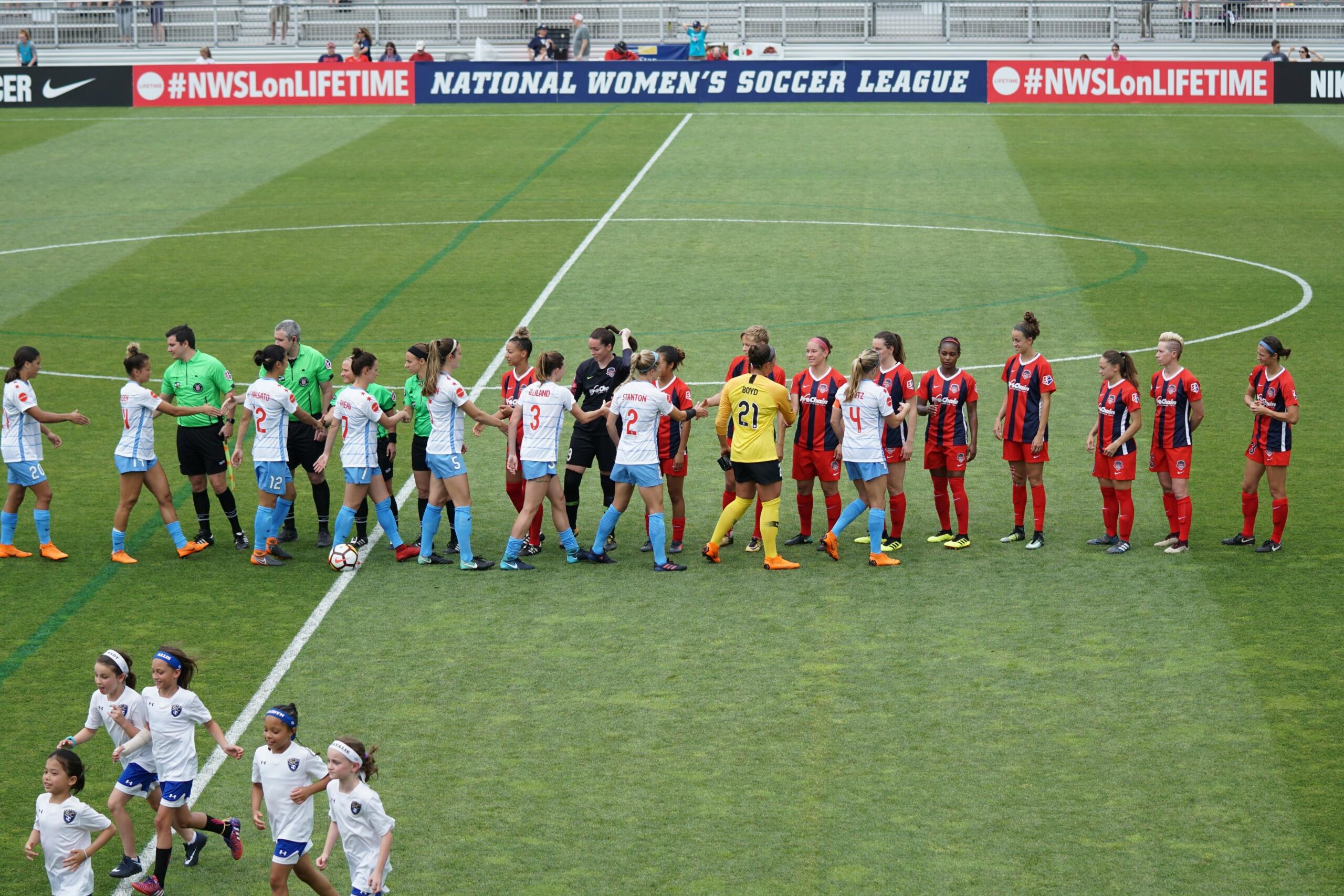 An image of soccer players before a game.