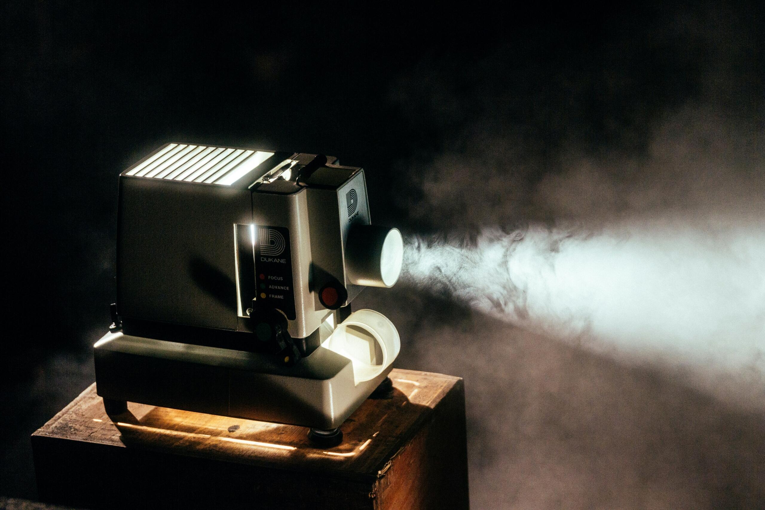 An image of a vintage movie projector.