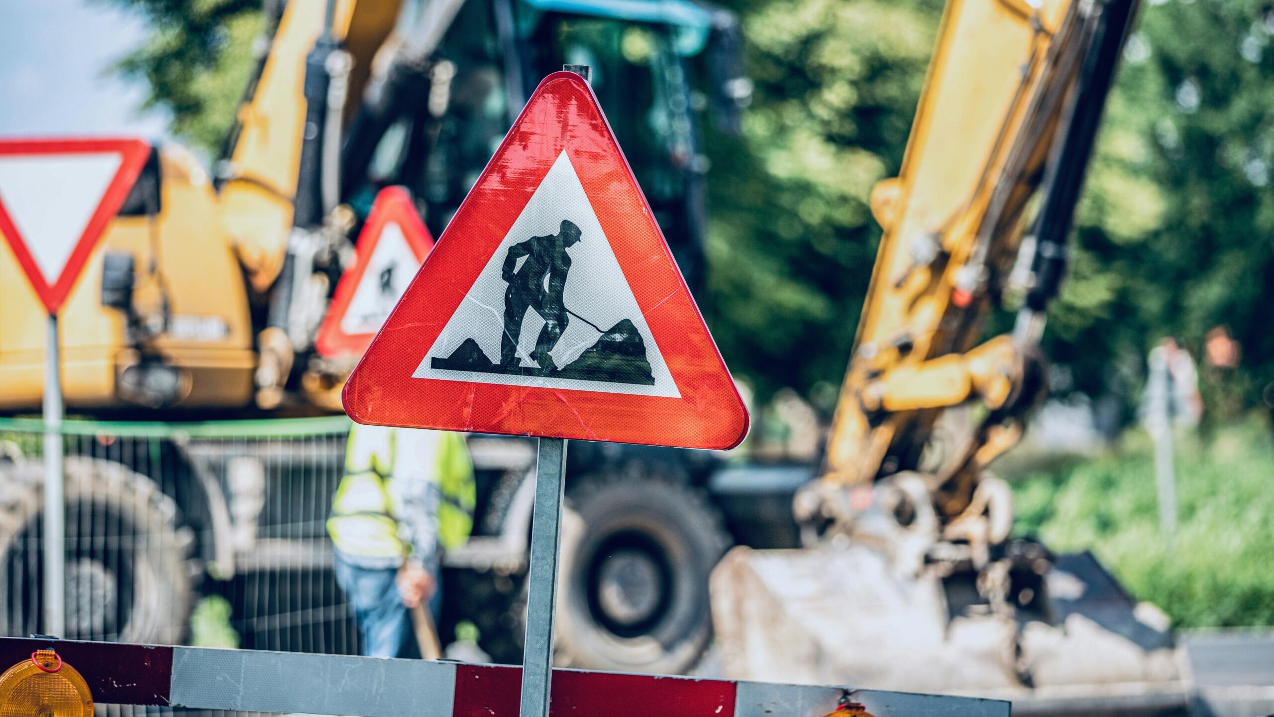 An image of road works in action. 
