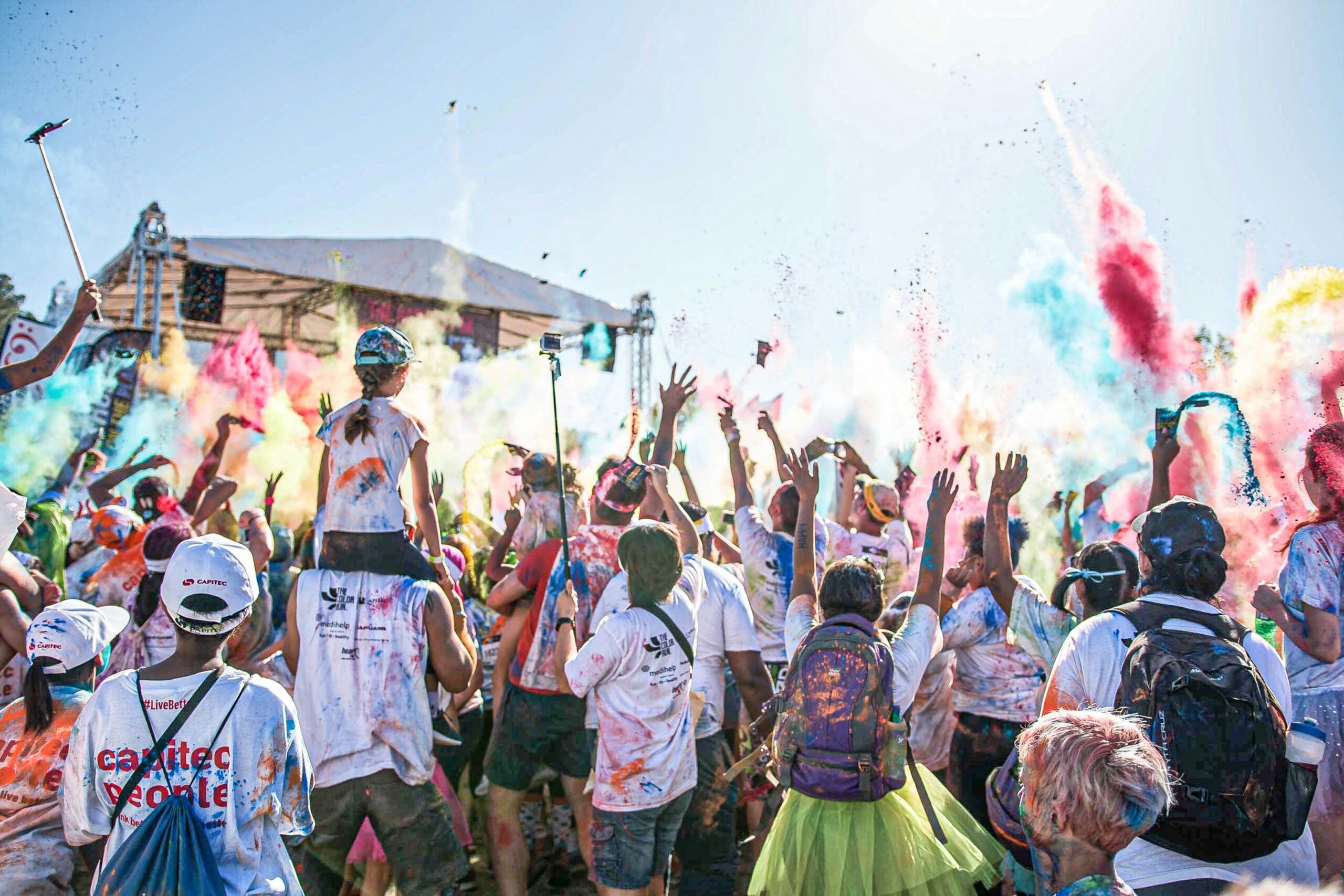 A crowd of South Africans at a Colour Run event. 