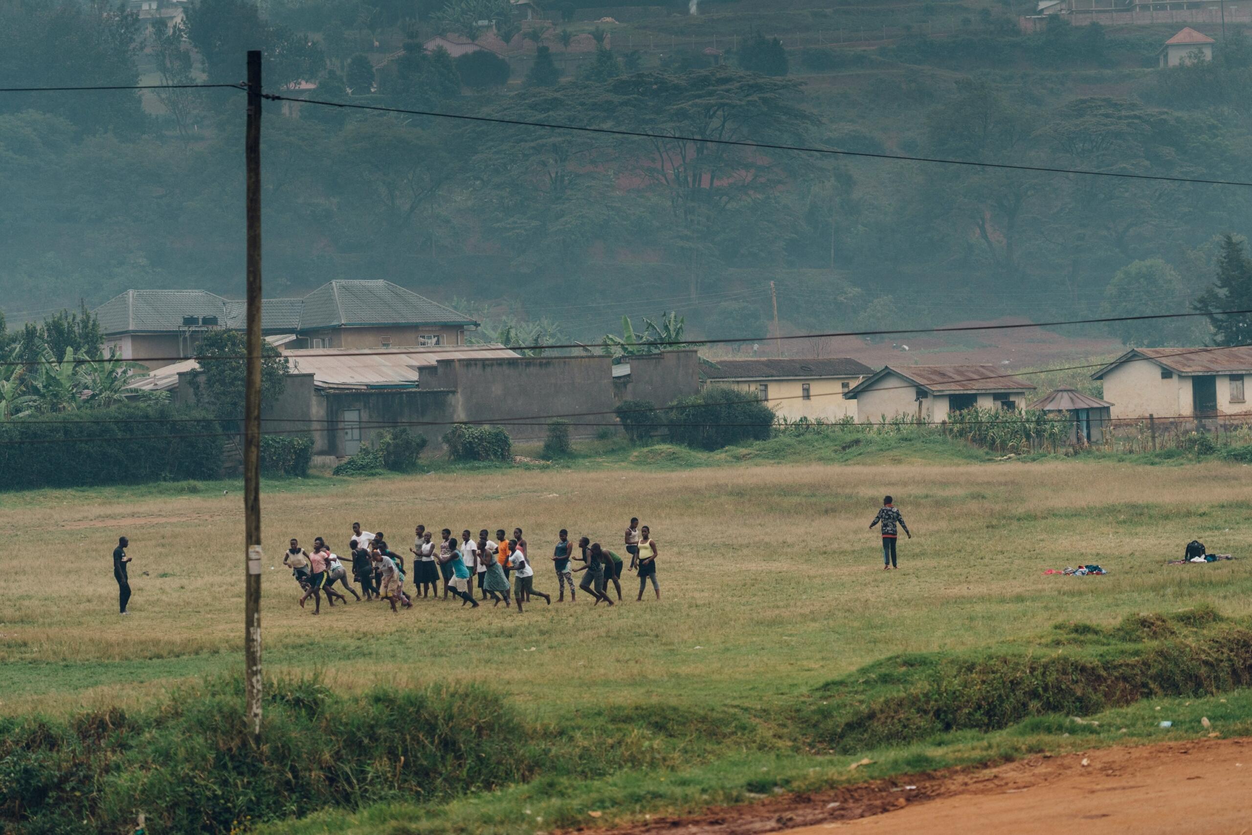 An image of a rural soccer game in Africa.
