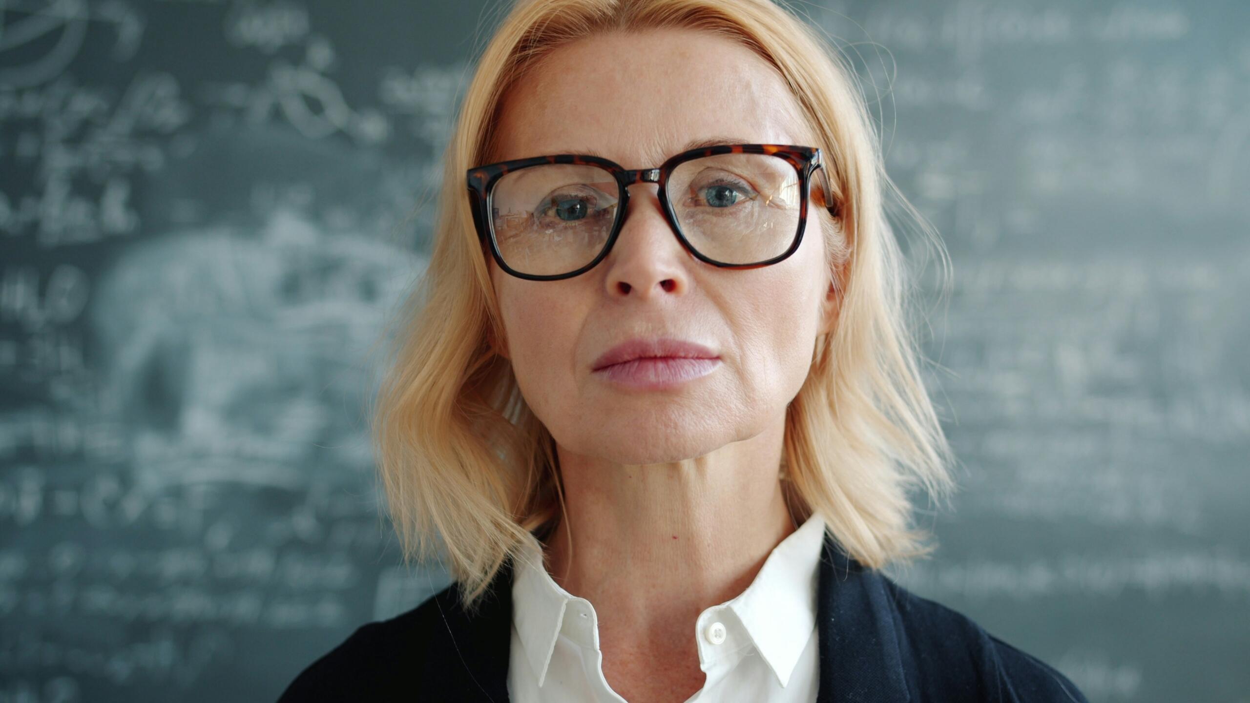 An image of a stern looking teacher.