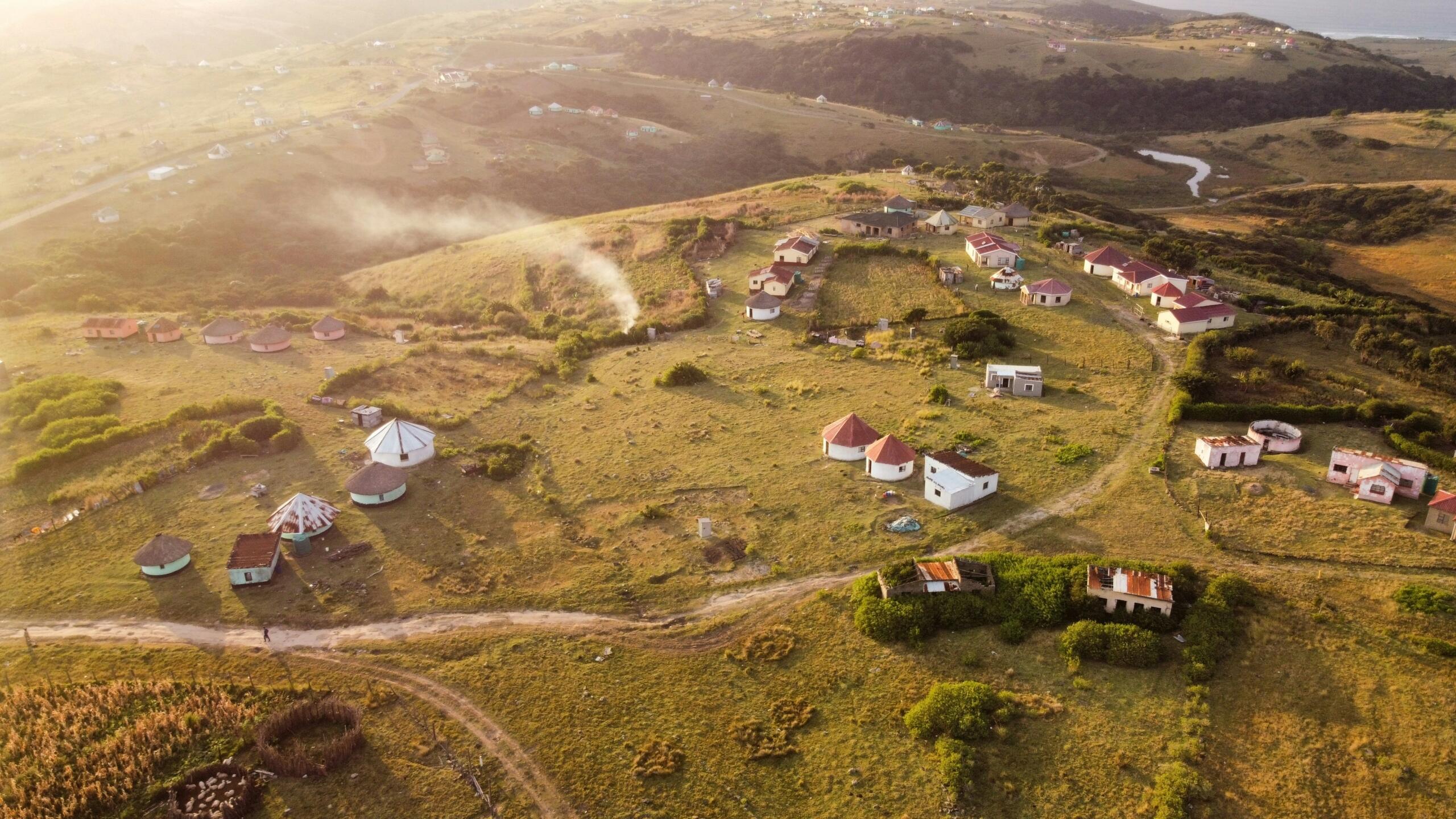 An aerial view of a rural Eastern Cape village.