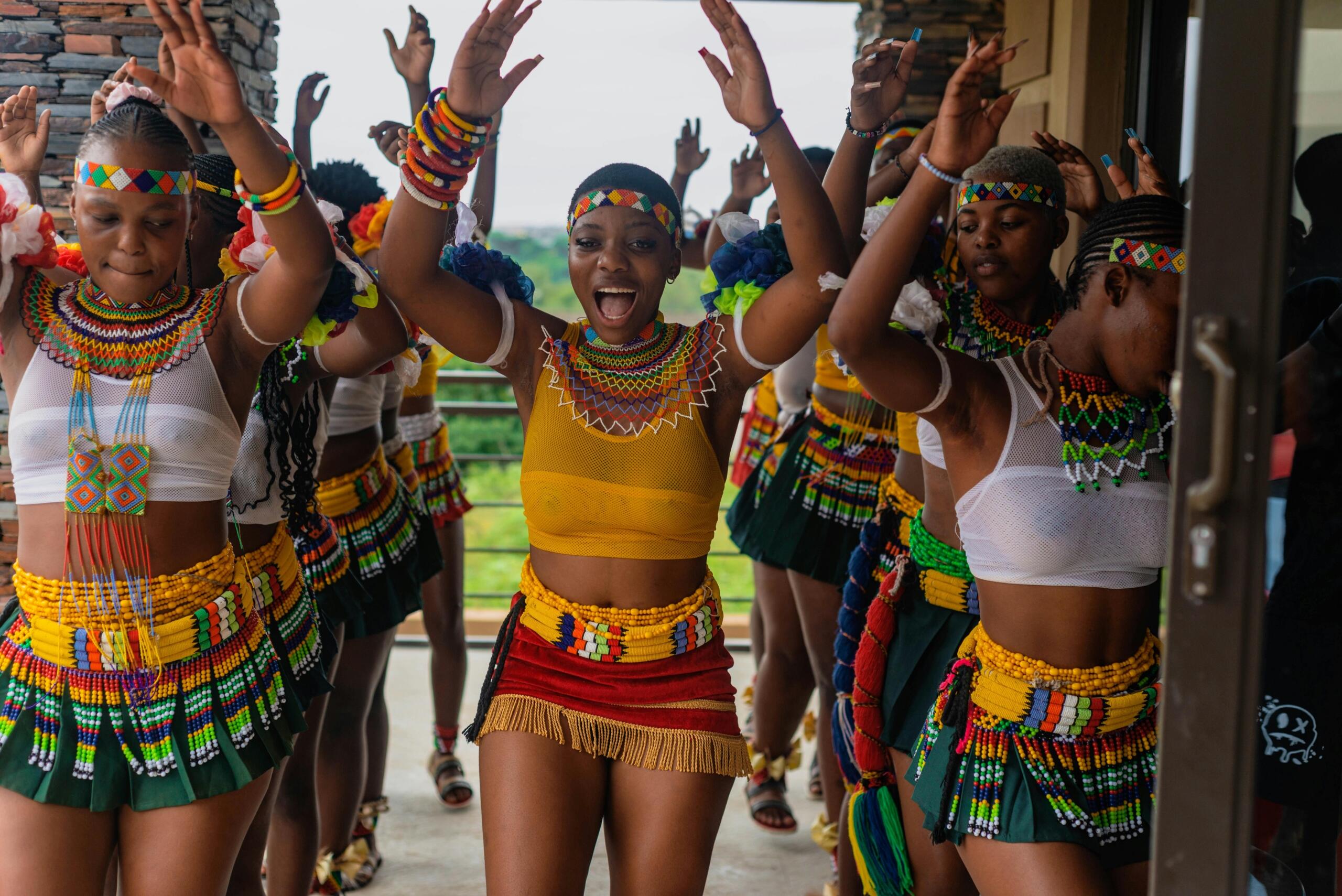 An image of Zulu women in traditional dress.