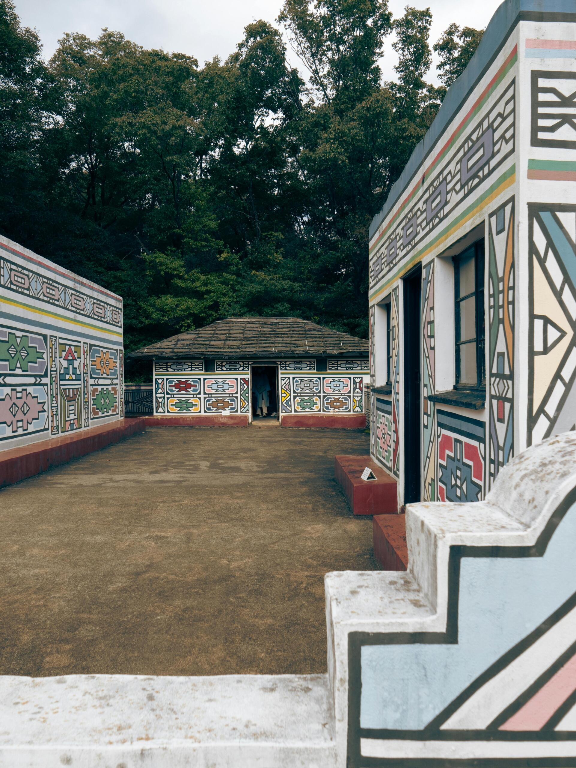Ndebele architecture showcasing geometric design and much colour.