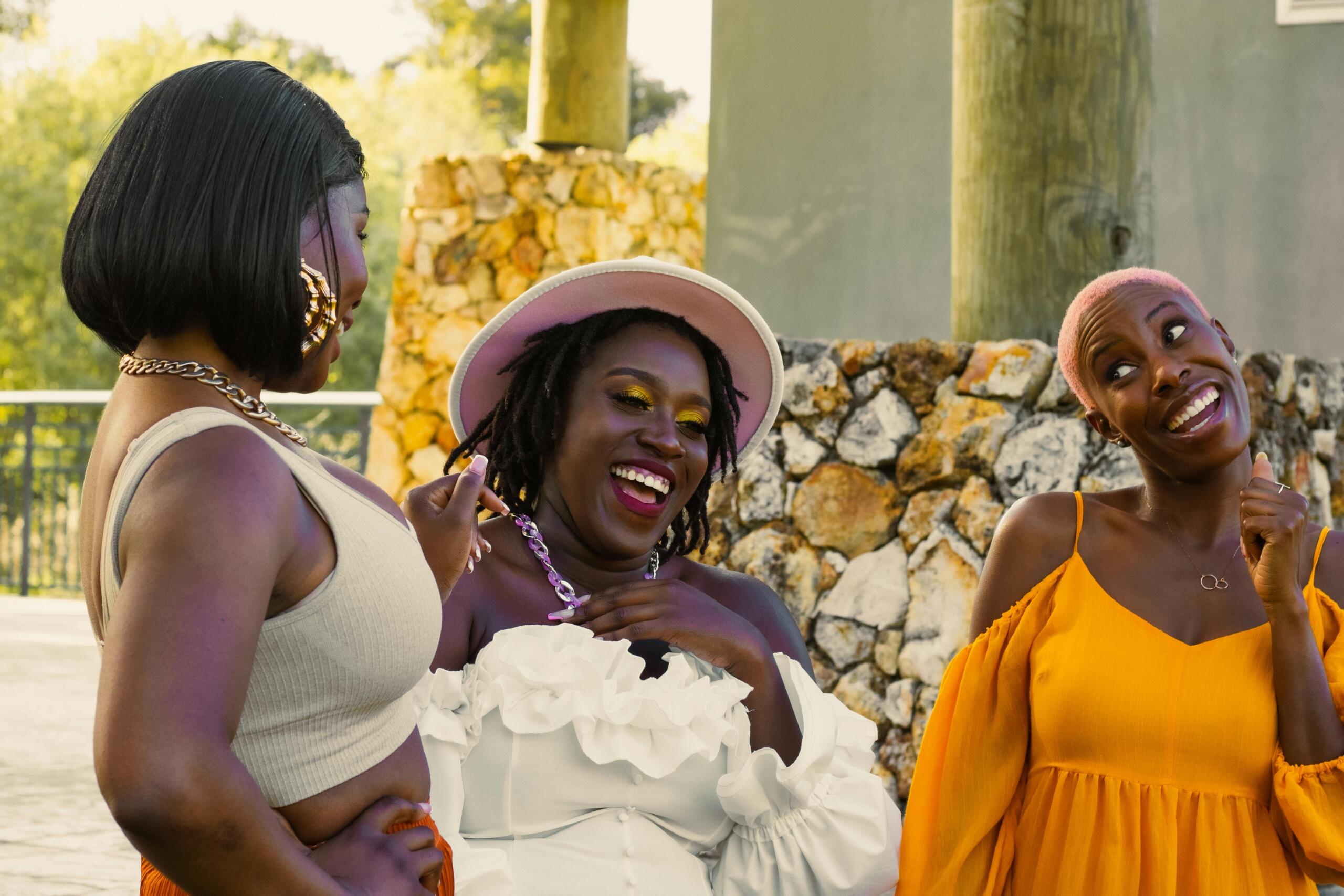 An image of glamorous African women enjoying themselves.