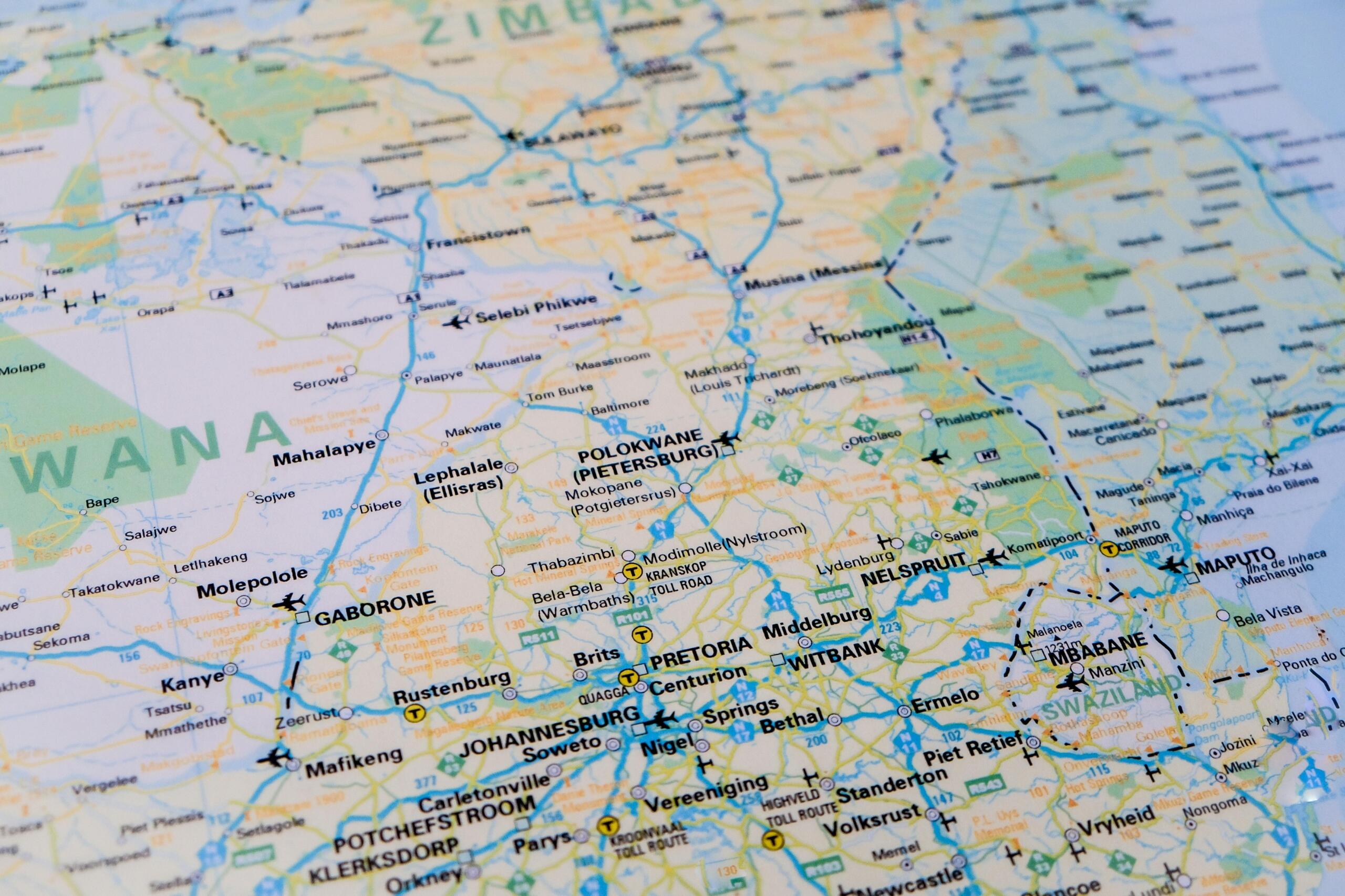 An image of a map of the Mpumalanga area in South Africa