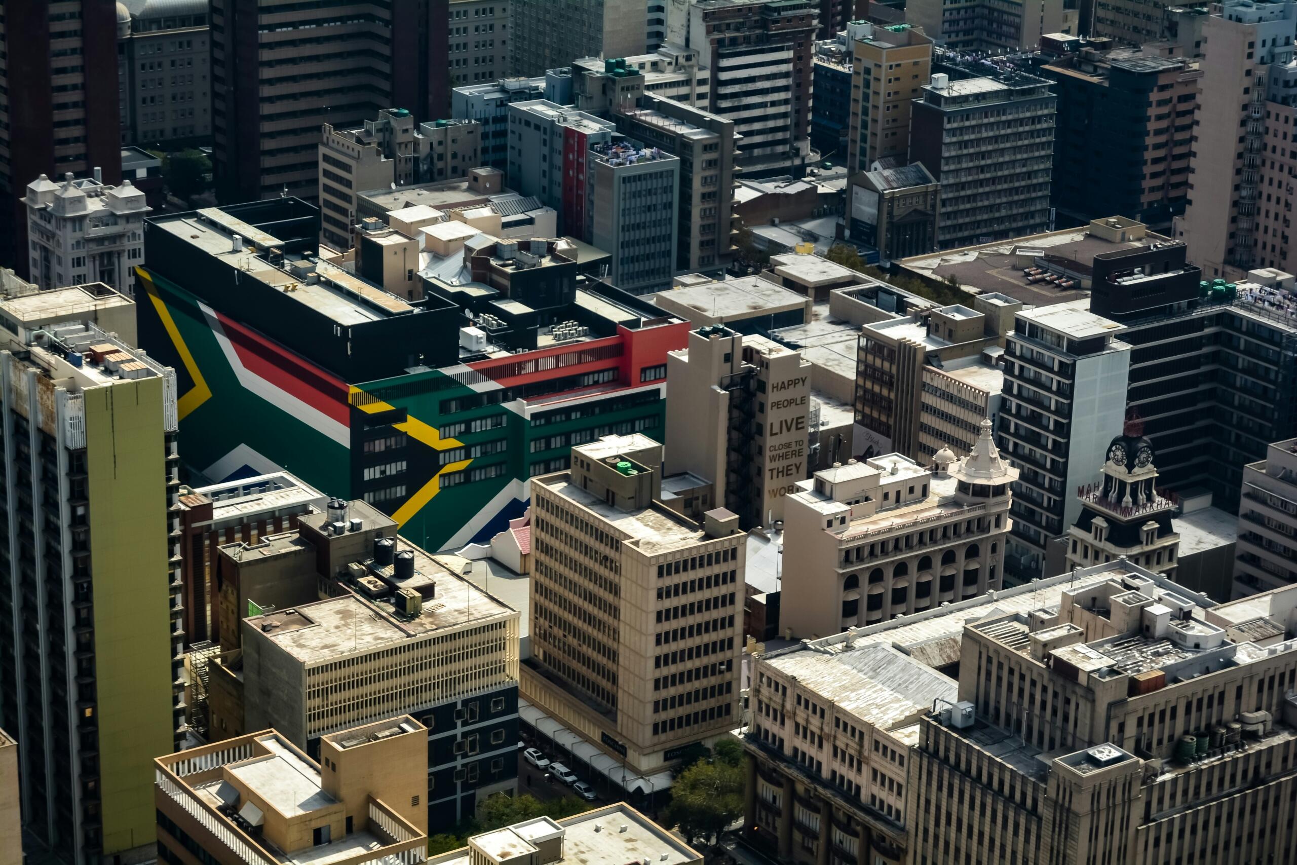 An aerial view of Johannesburg City Centre