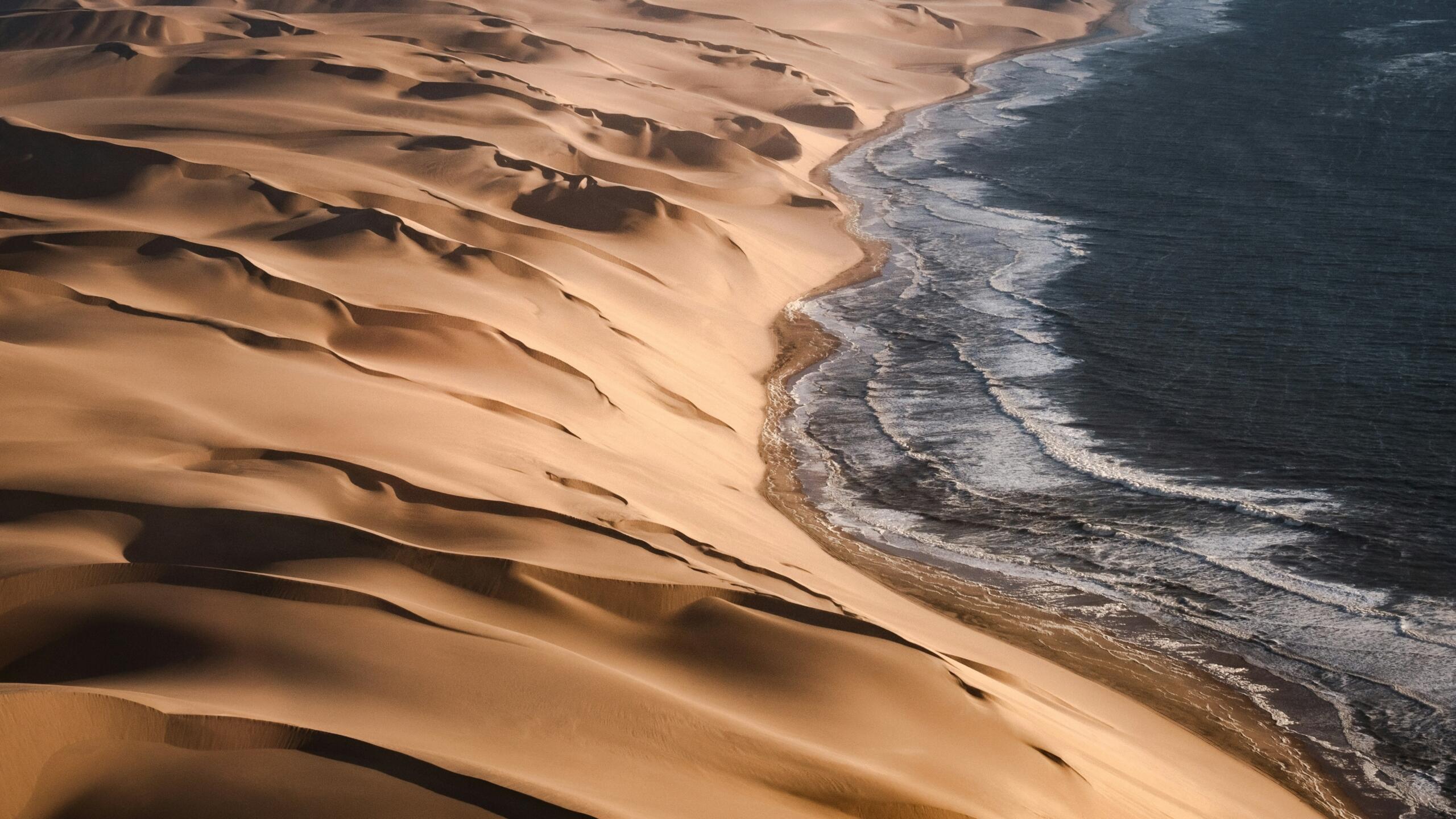 An aerial view of a section of the Skeleton Coast, Namibia